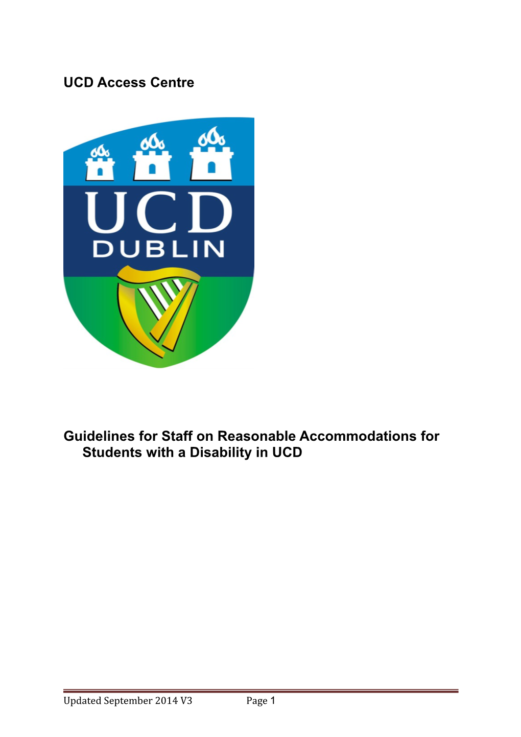 Guidelines for Staff on Reasonable Accommodations for Students with a Disability in UCD