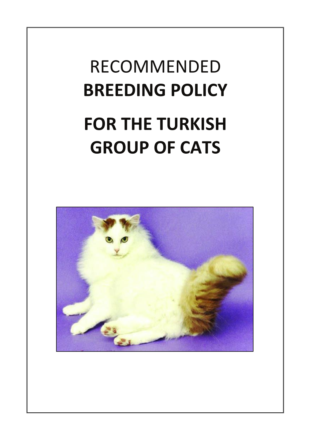 Recommended Breeding Policy for the Turkish Group of Cats