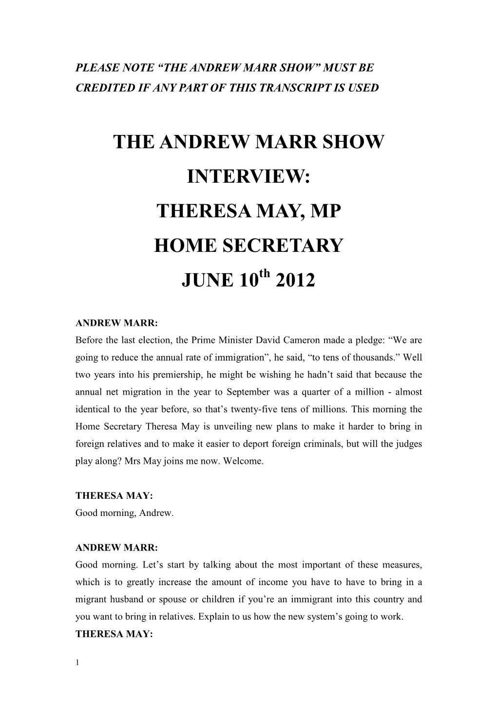 The Andrew Marr Show” Must Be Credited If Any Part of This Transcript Is Used