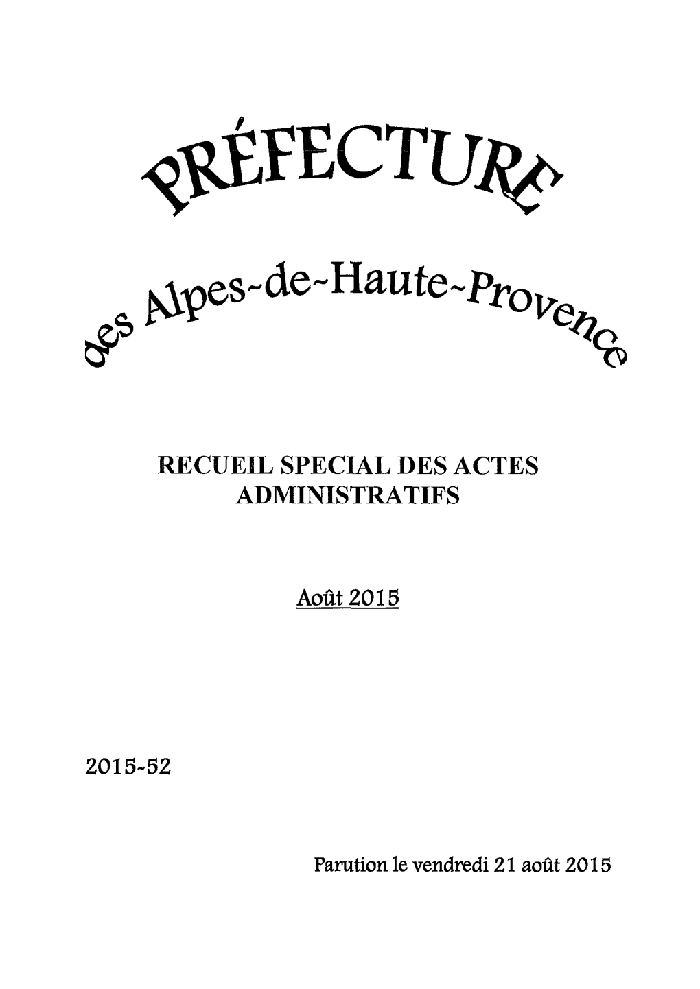 Recueil Special Des Actes Administratifs 2015-52