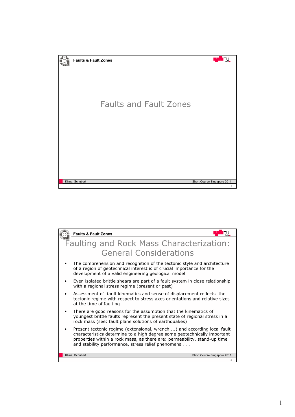 Faults and Fault Zones Faulting and Rock Mass Characterization