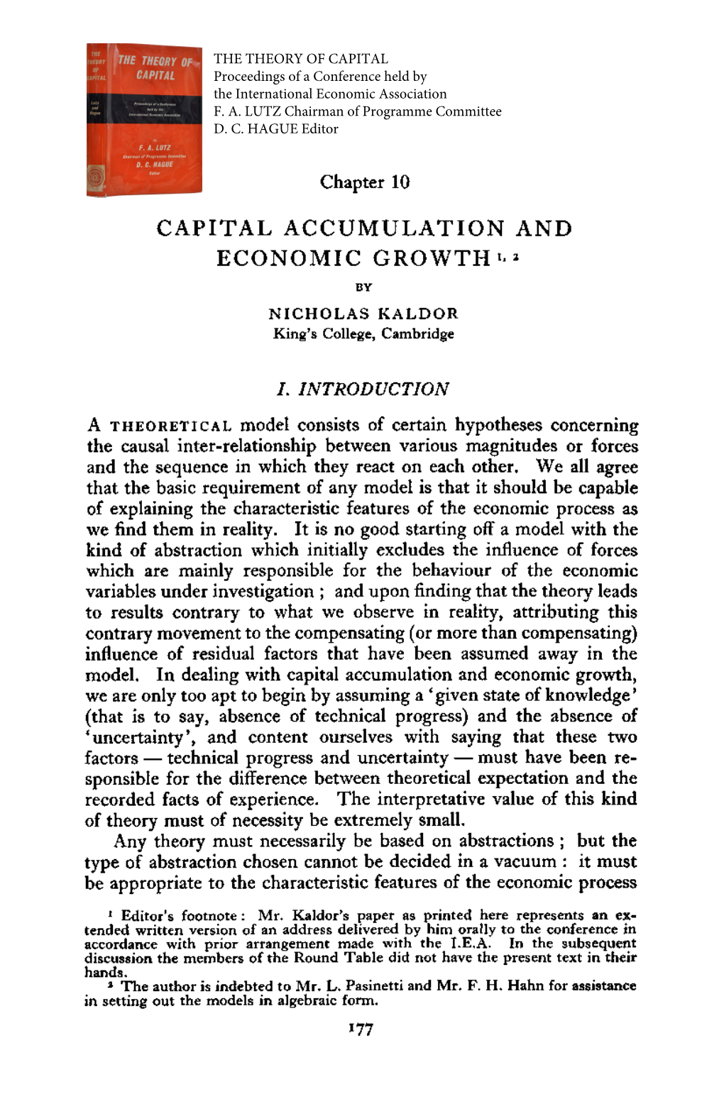 CAPITAL ACCUMULATION and ECONOMIC GROWTH 1• Z