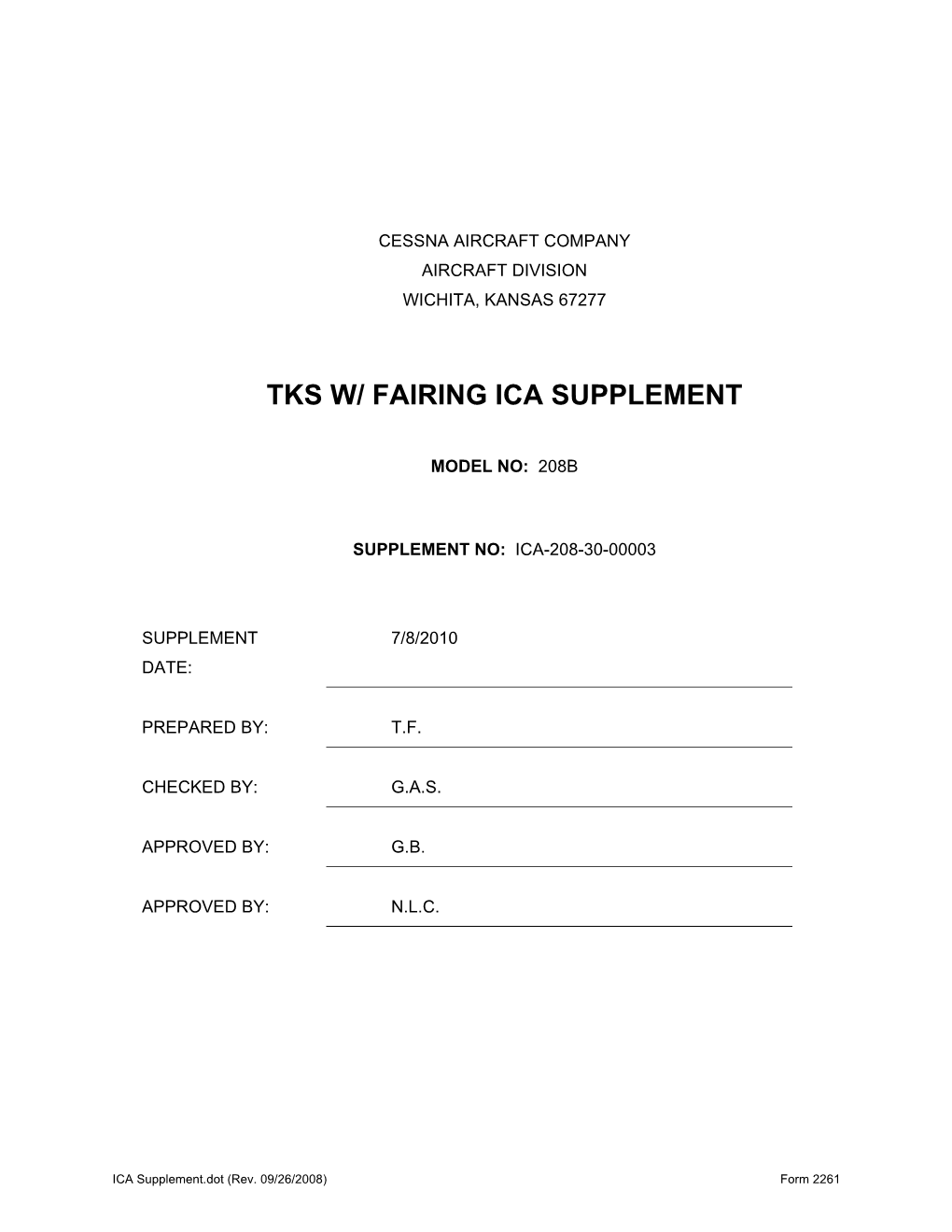 ICA-208-30-00003 208B Fairing ICA Supplement
