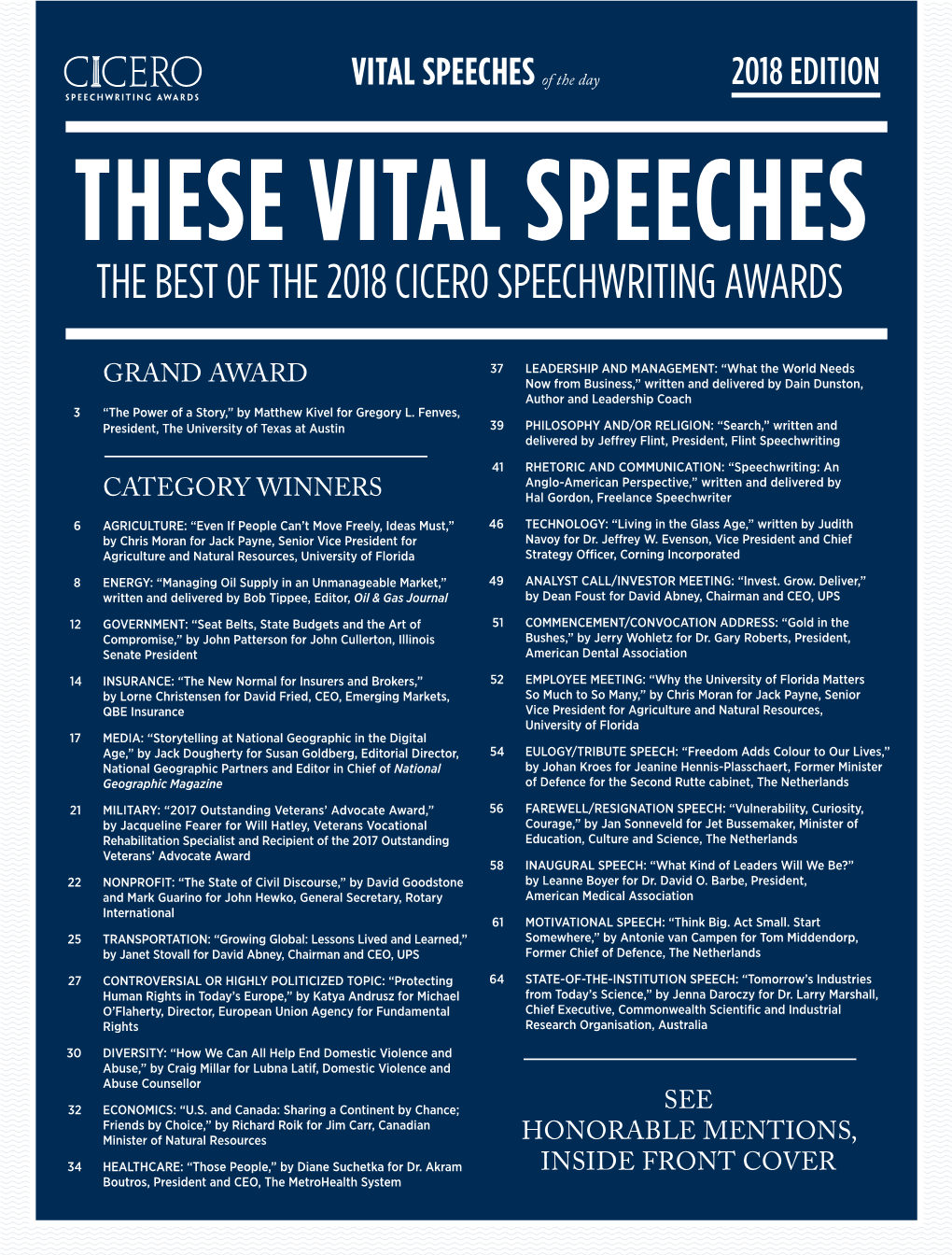 The Best of the 2018 Cicero Speechwriting Awards