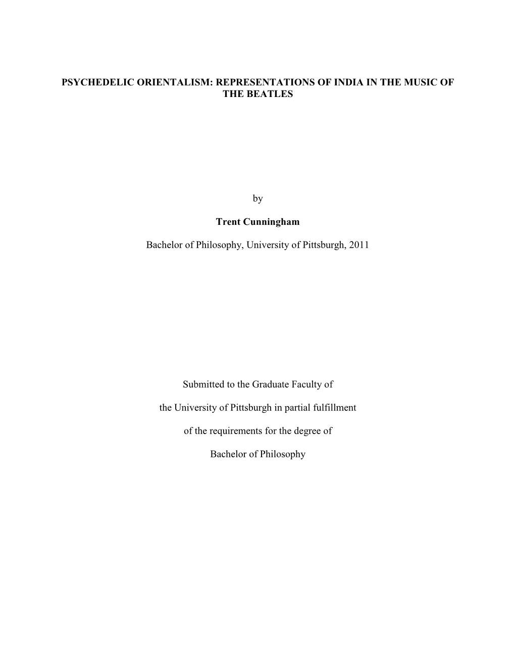 Psychedelic Orientalism: Representations of India in the Music of the Beatles