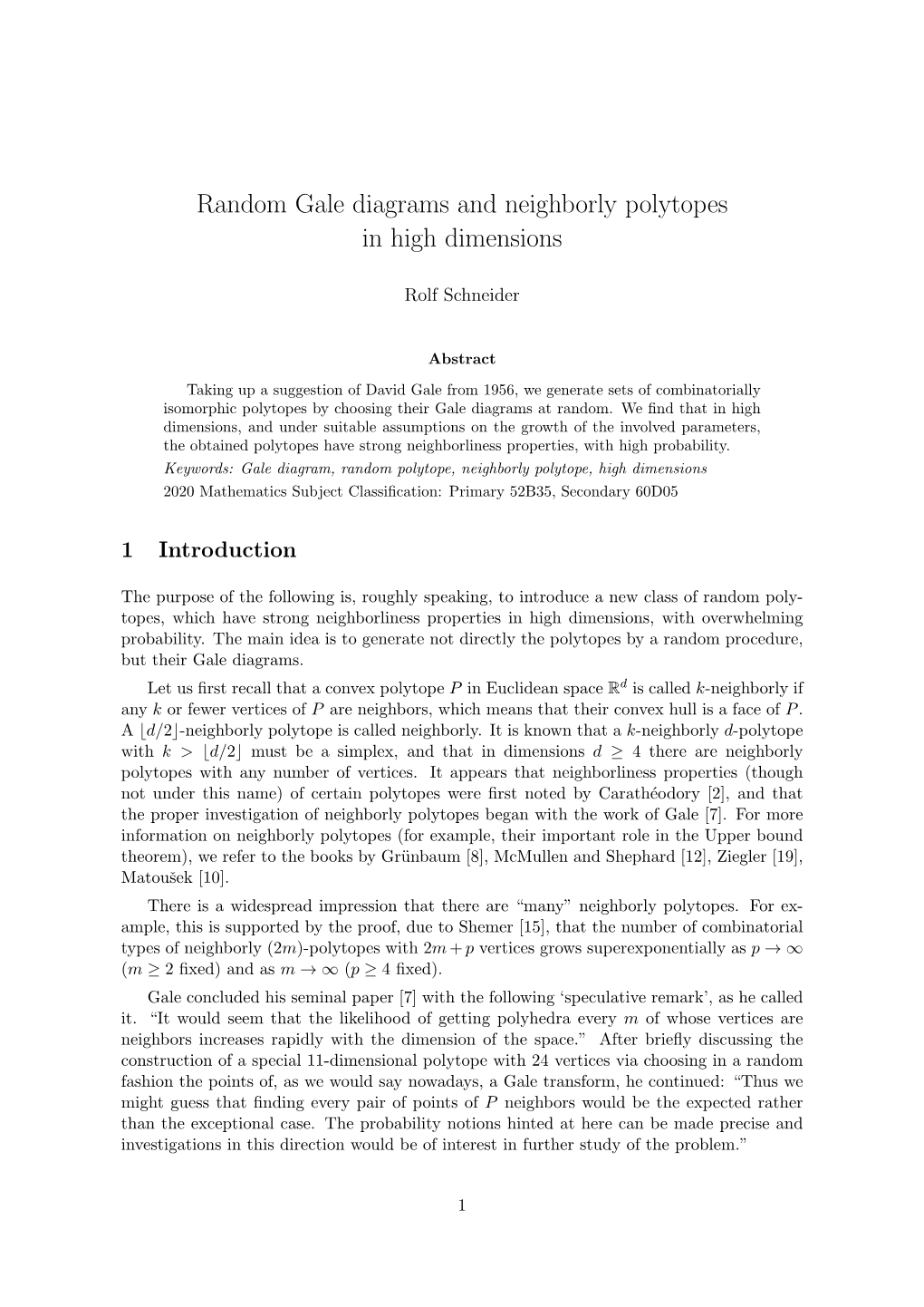 Random Gale Diagrams and Neighborly Polytopes in High Dimensions