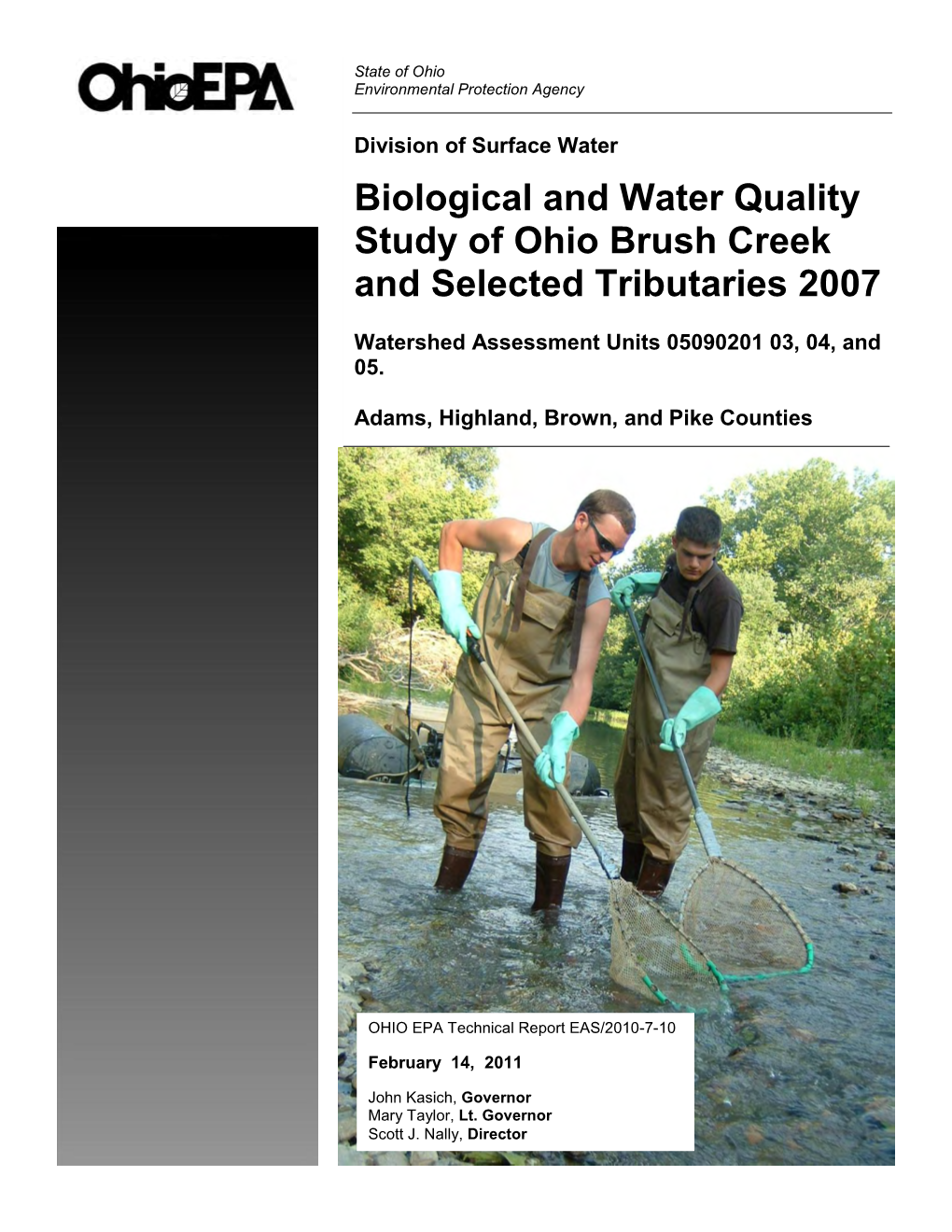 Biological and Water Quality Study of Ohio Brush Creek and Selected Tributaries 2007