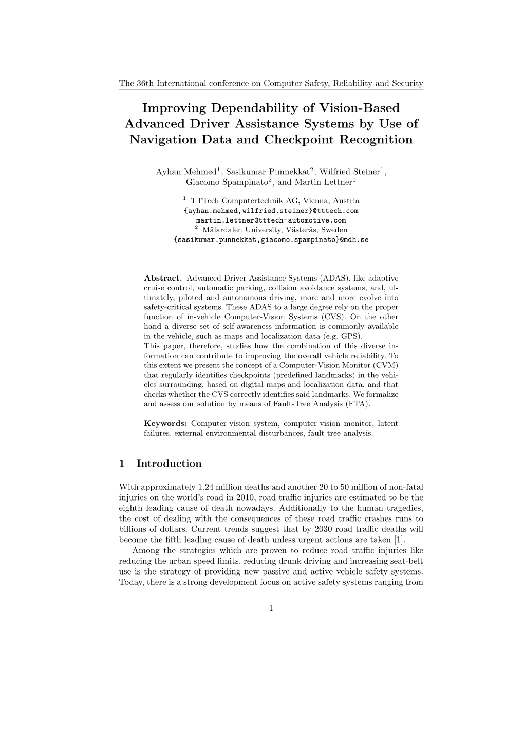 Improving Dependability of Vision-Based Advanced Driver Assistance Systems by Use of Navigation Data and Checkpoint Recognition