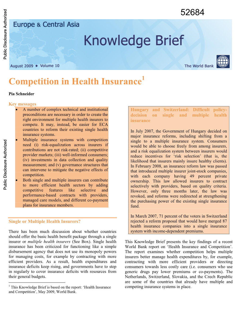 Competition in Health Insurance 1