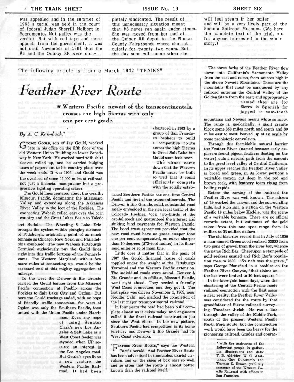 Feather River Route 1942 Trains Article