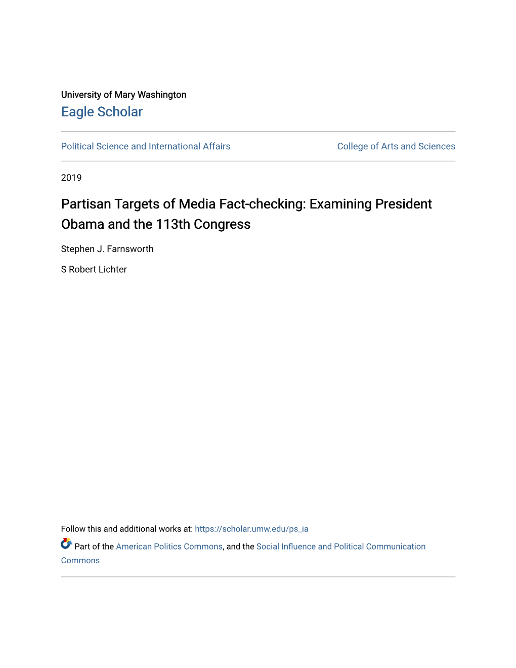 Partisan Targets of Media Fact-Checking: Examining President Obama and the 113Th Congress