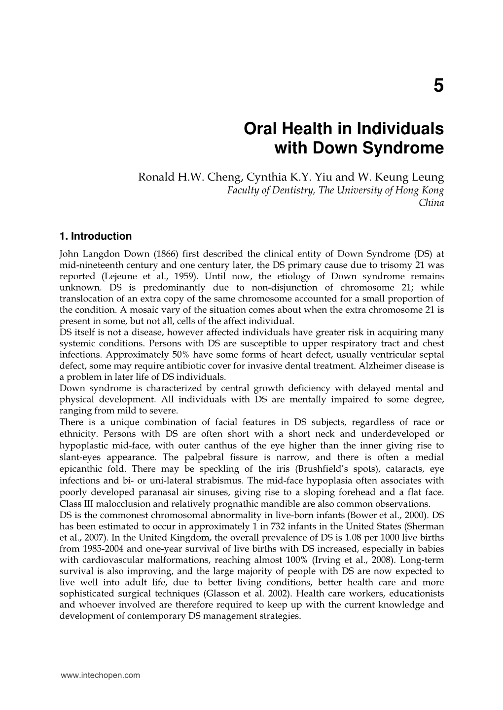 Oral Health in Individuals with Down Syndrome