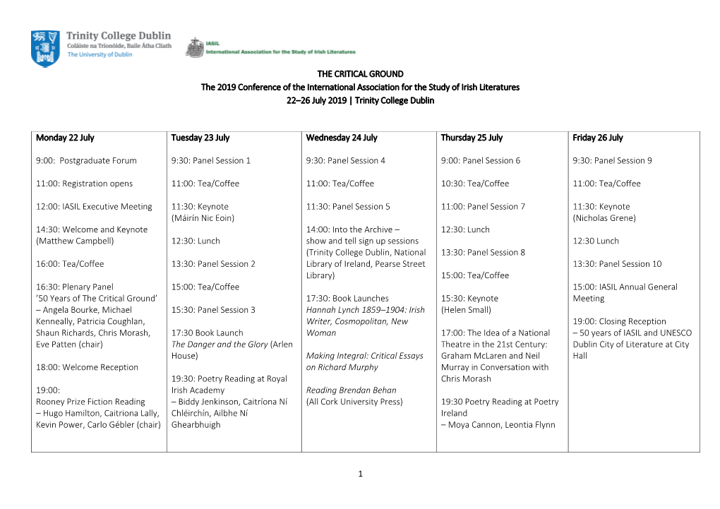 1 the CRITICAL GROUND the 2019 Conference of the International