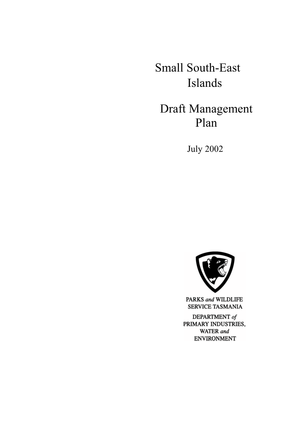 Small South-East Islands Draft Management Plan 2002