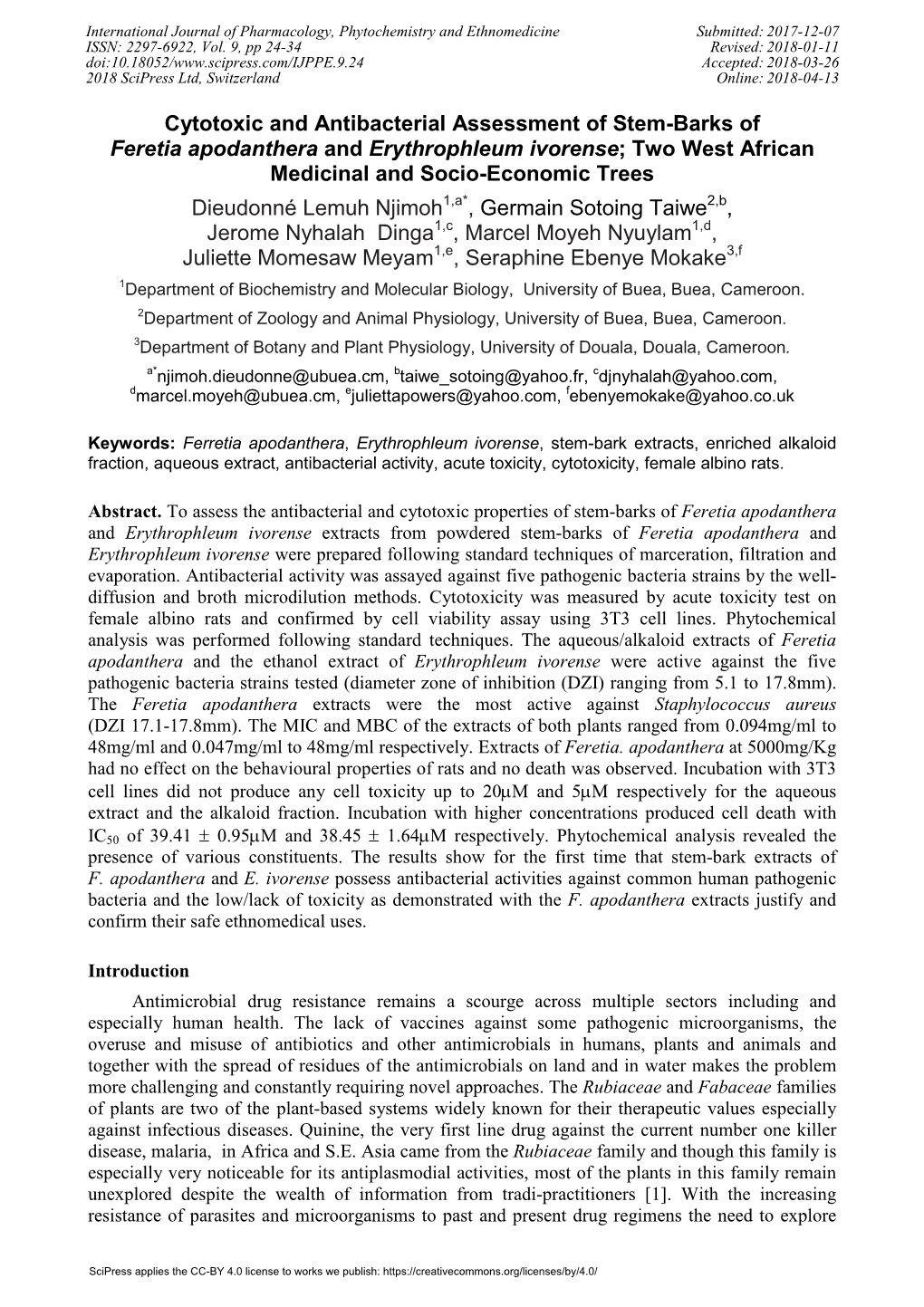 Cytotoxic and Antibacterial Assessment Of