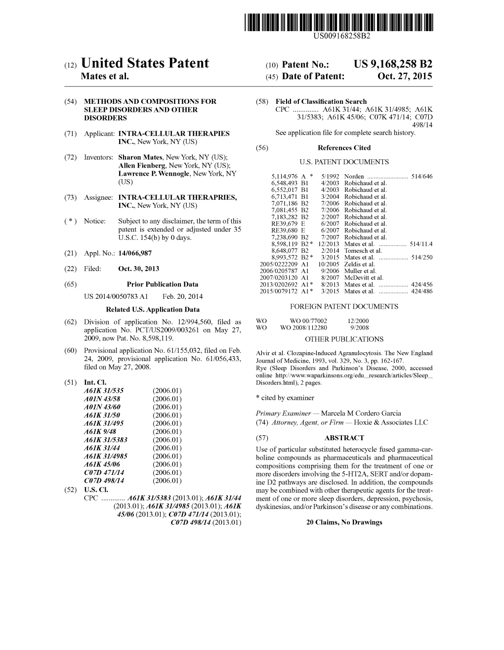 (12) United States Patent (10) Patent No.: US 9,168.258 B2 Mates Et Al