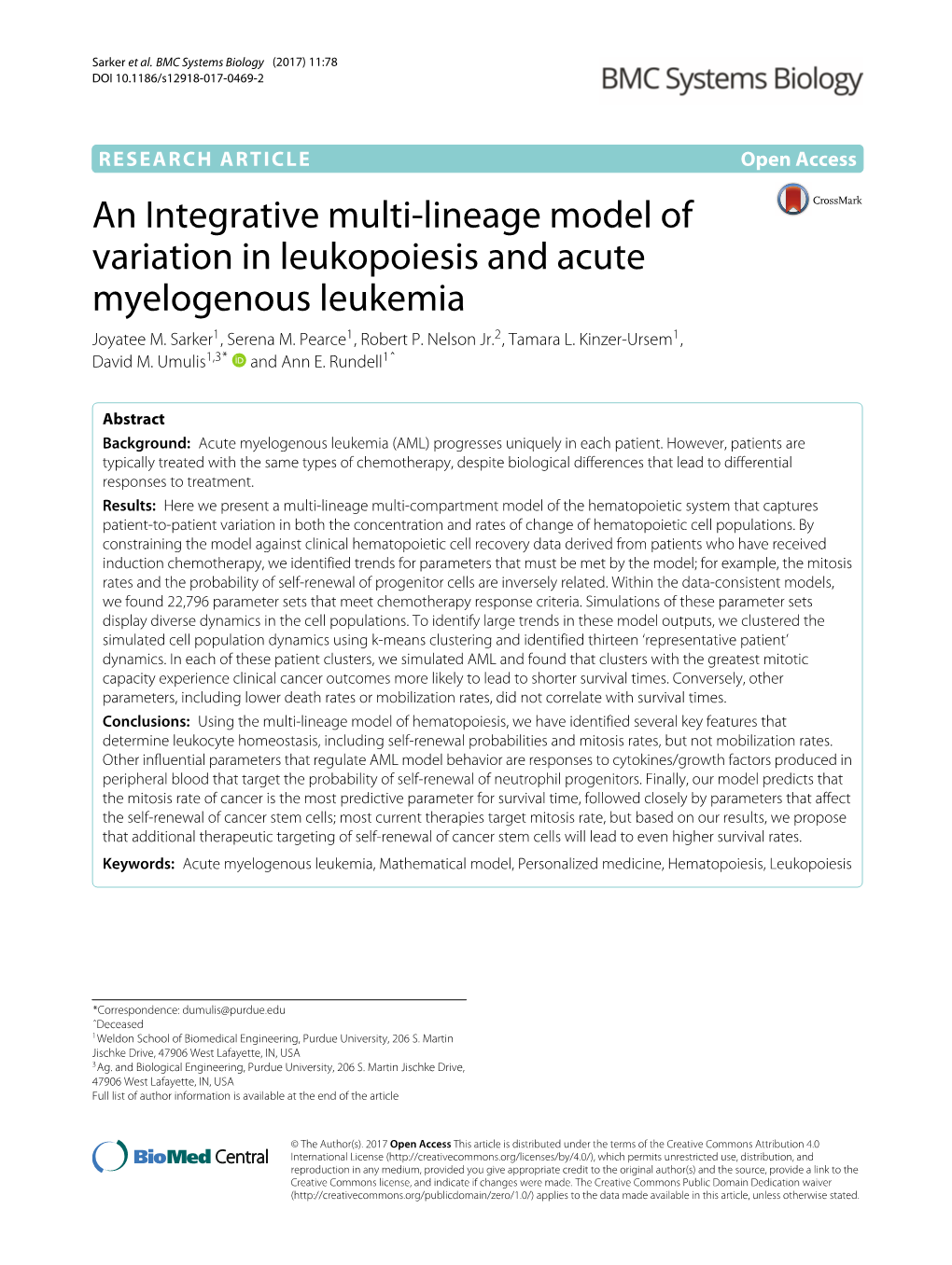 An Integrative Multi-Lineage Model of Variation in Leukopoiesis and Acute Myelogenous Leukemia Joyatee M