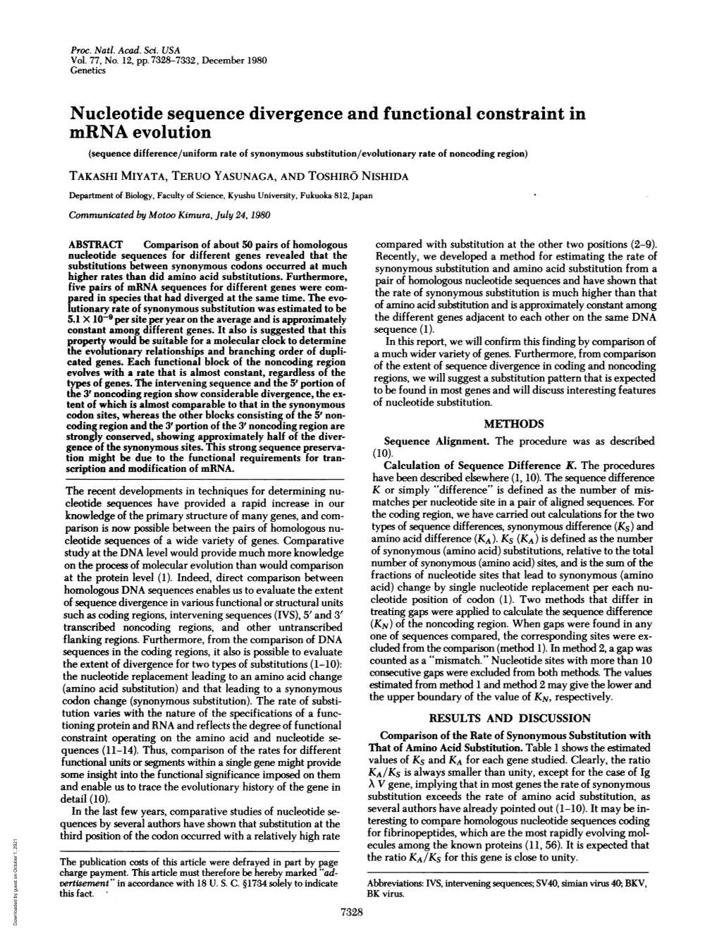 Nucleotide Sequence Divergence and Functional Constraint in Mrna