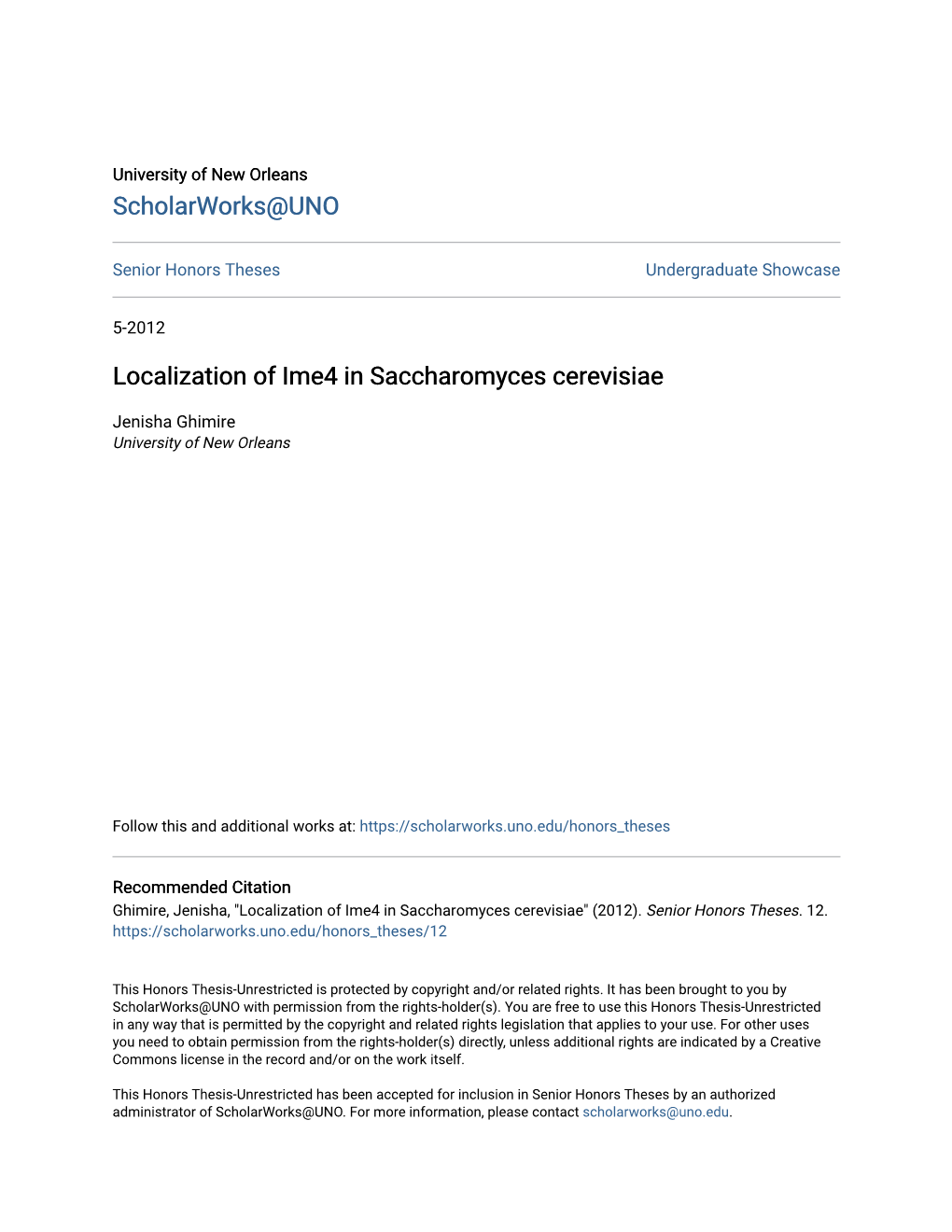 Localization of Ime4 in Saccharomyces Cerevisiae