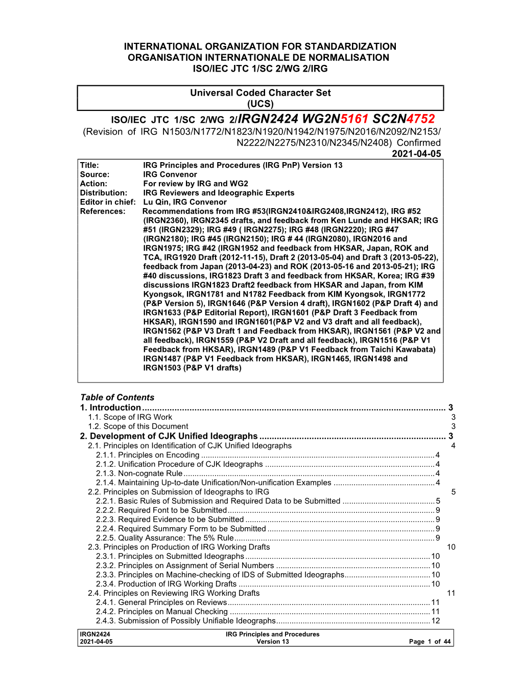 IRG Principle and Procedures