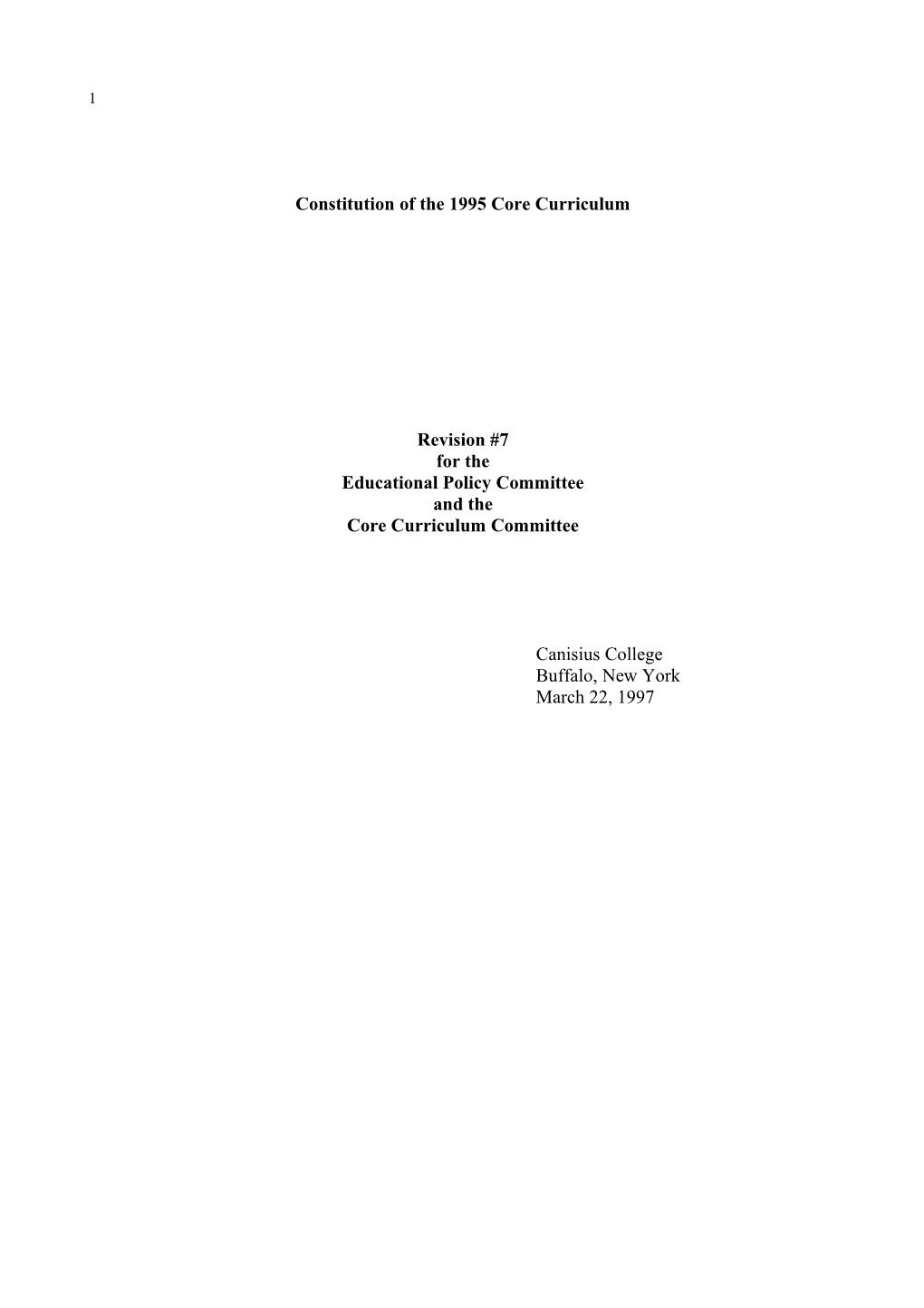 Constitution of the 1995 Core Curriculum