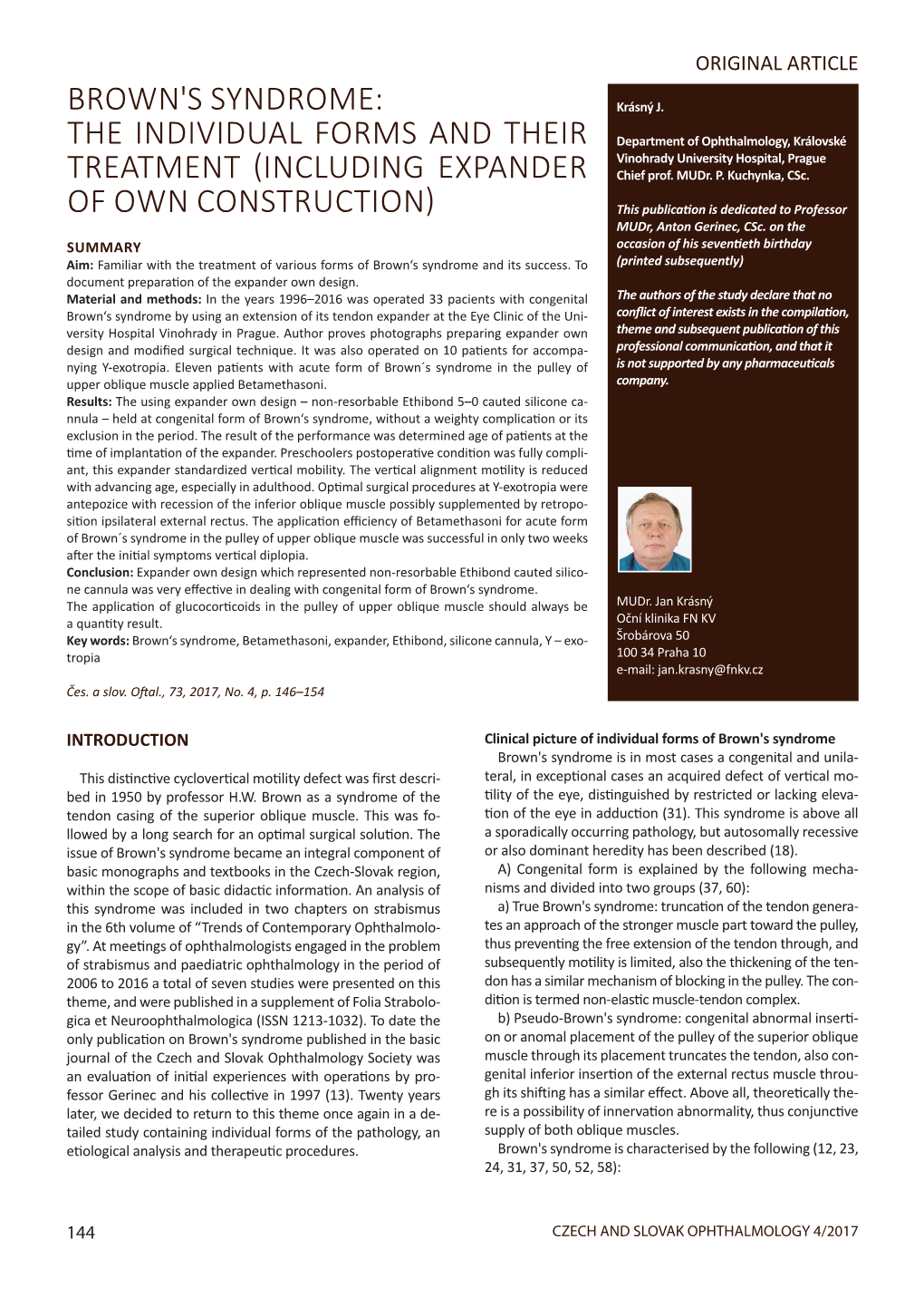 Brown's Syndrome: the Individual Forms and Their Treatment