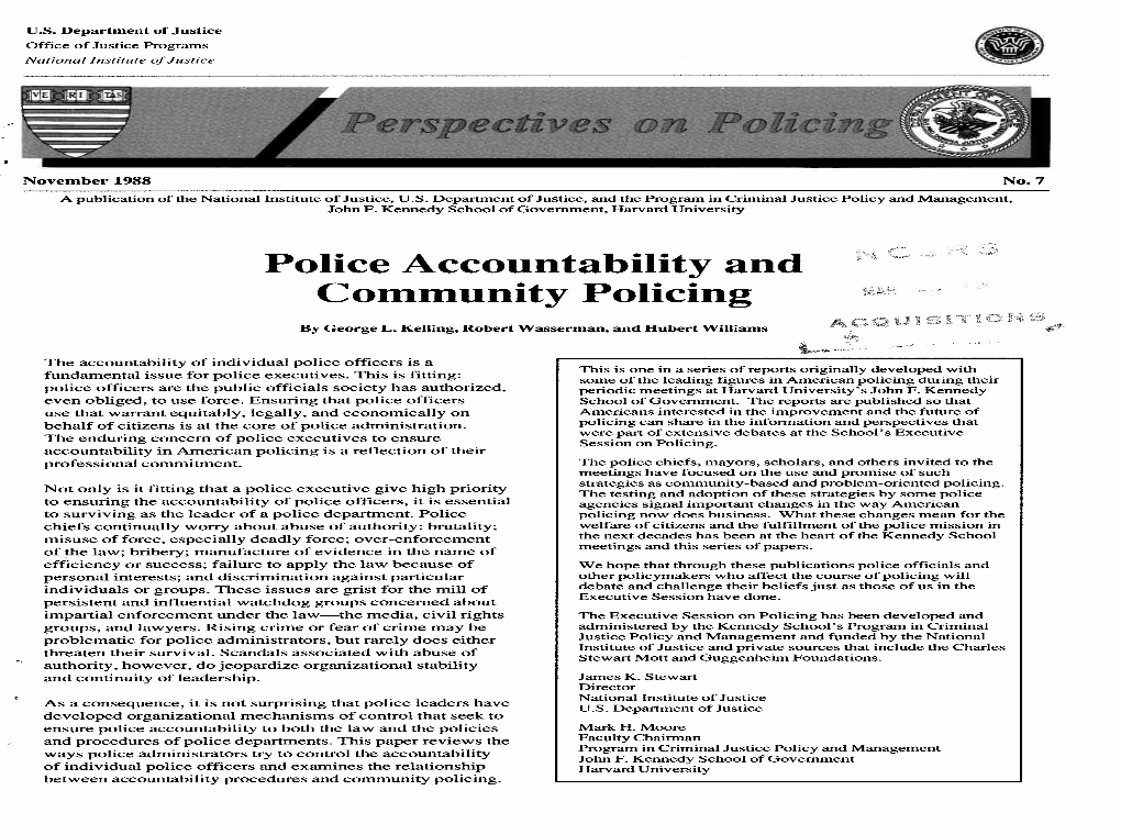 Police Accountability and Community Policing