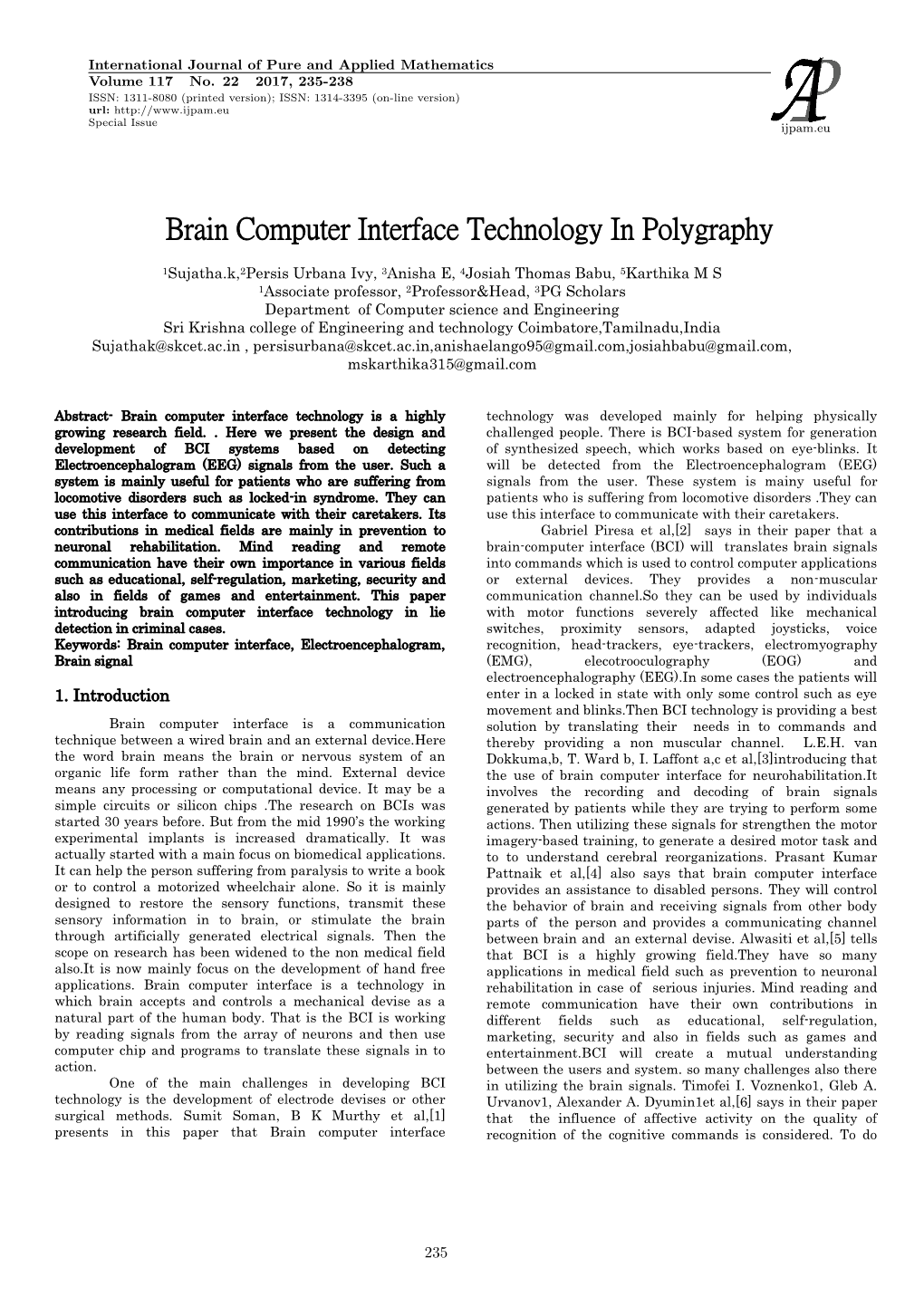 Brain Computer Interface Technology in Polygraphy