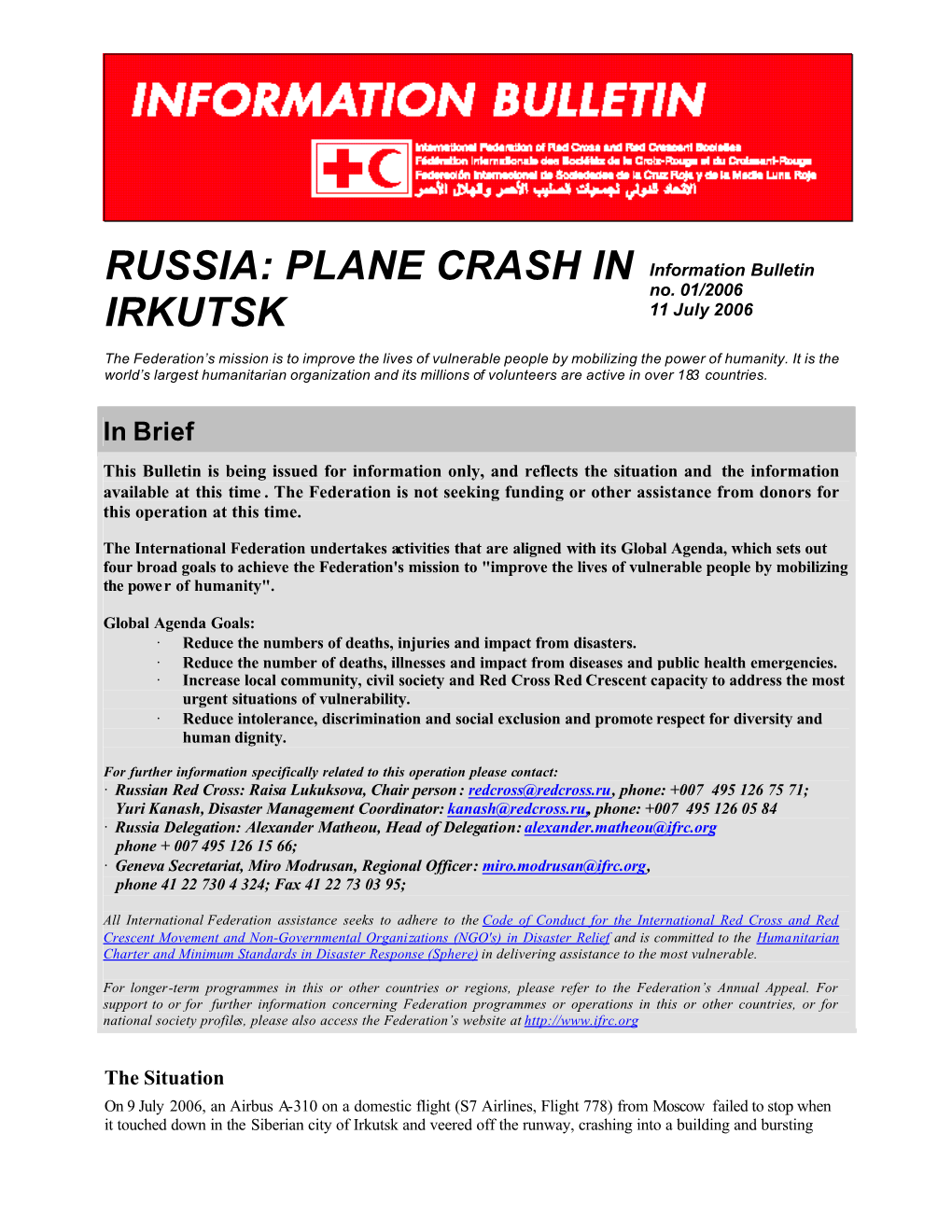 Irkutsk Plane Crash Info Bull
