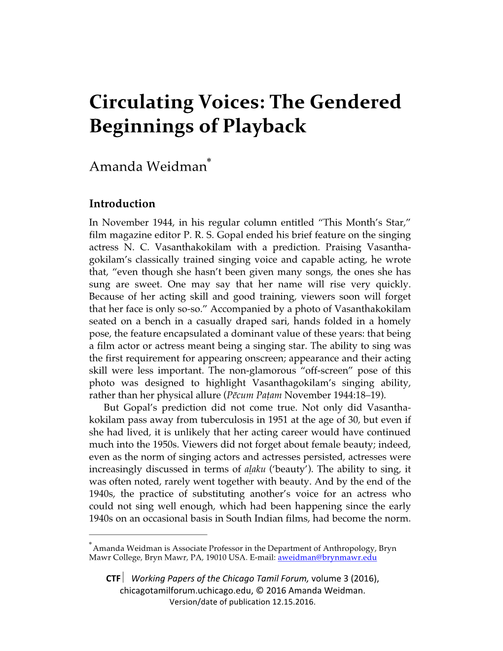 Circulating Voices: the Gendered Beginnings of Playback