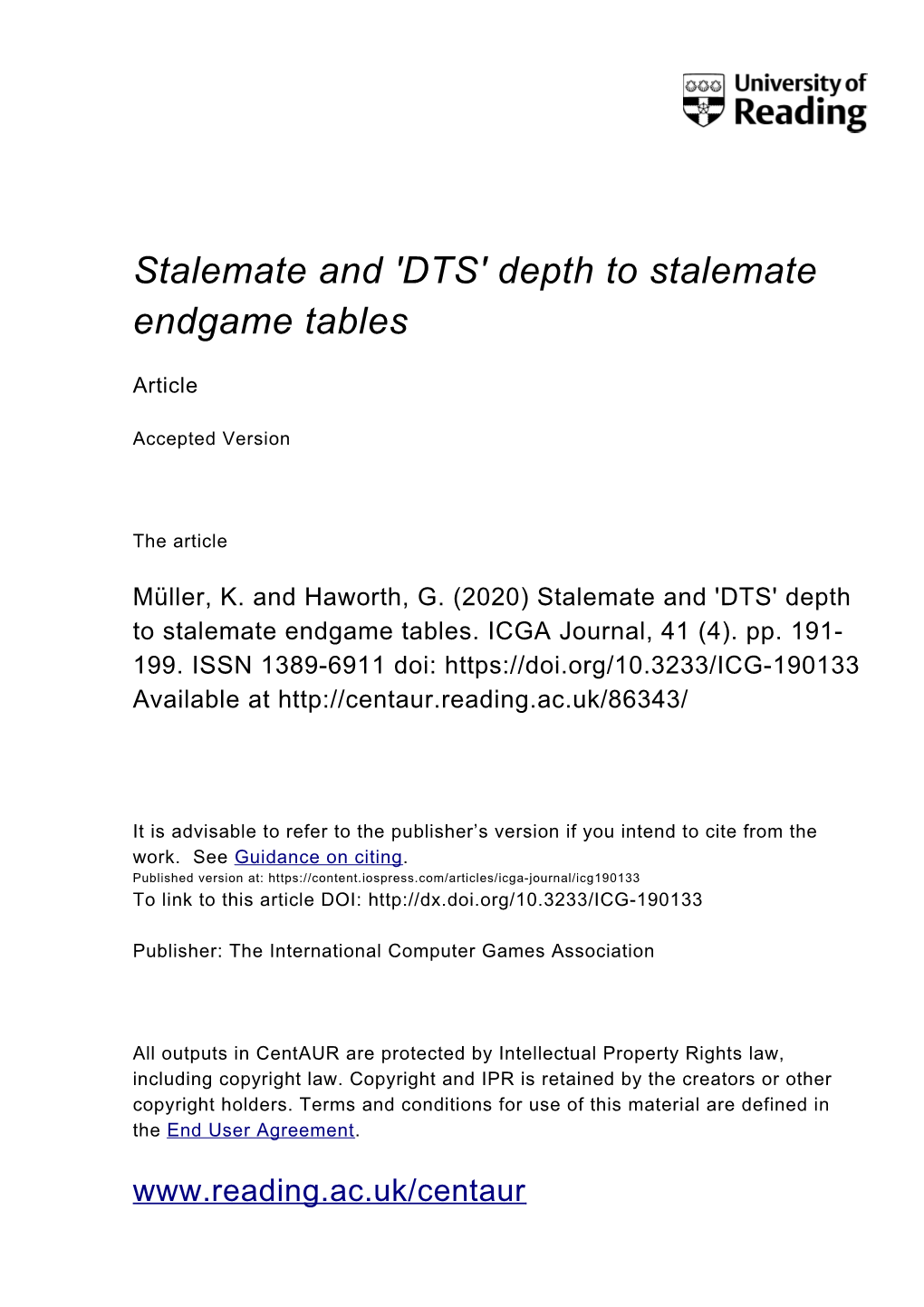 'DTS' Depth to Stalemate Endgame Tables