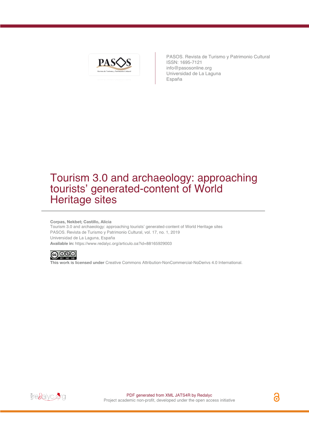 Tourism 3.0 and Archaeology: Approaching Tourists’ Generated-Content of World Heritage Sites