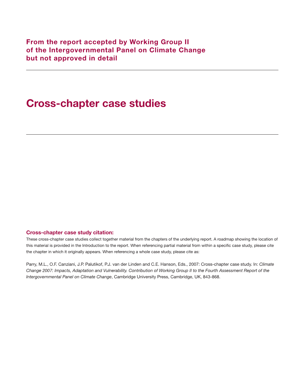 Cross-Chapter Case Studies