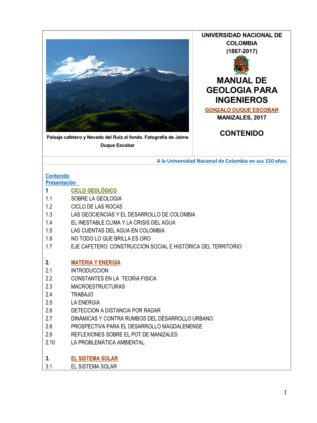 Manual De Geologia Para Ingenieros Gonzalo Duque Escobar Manizales, 2017