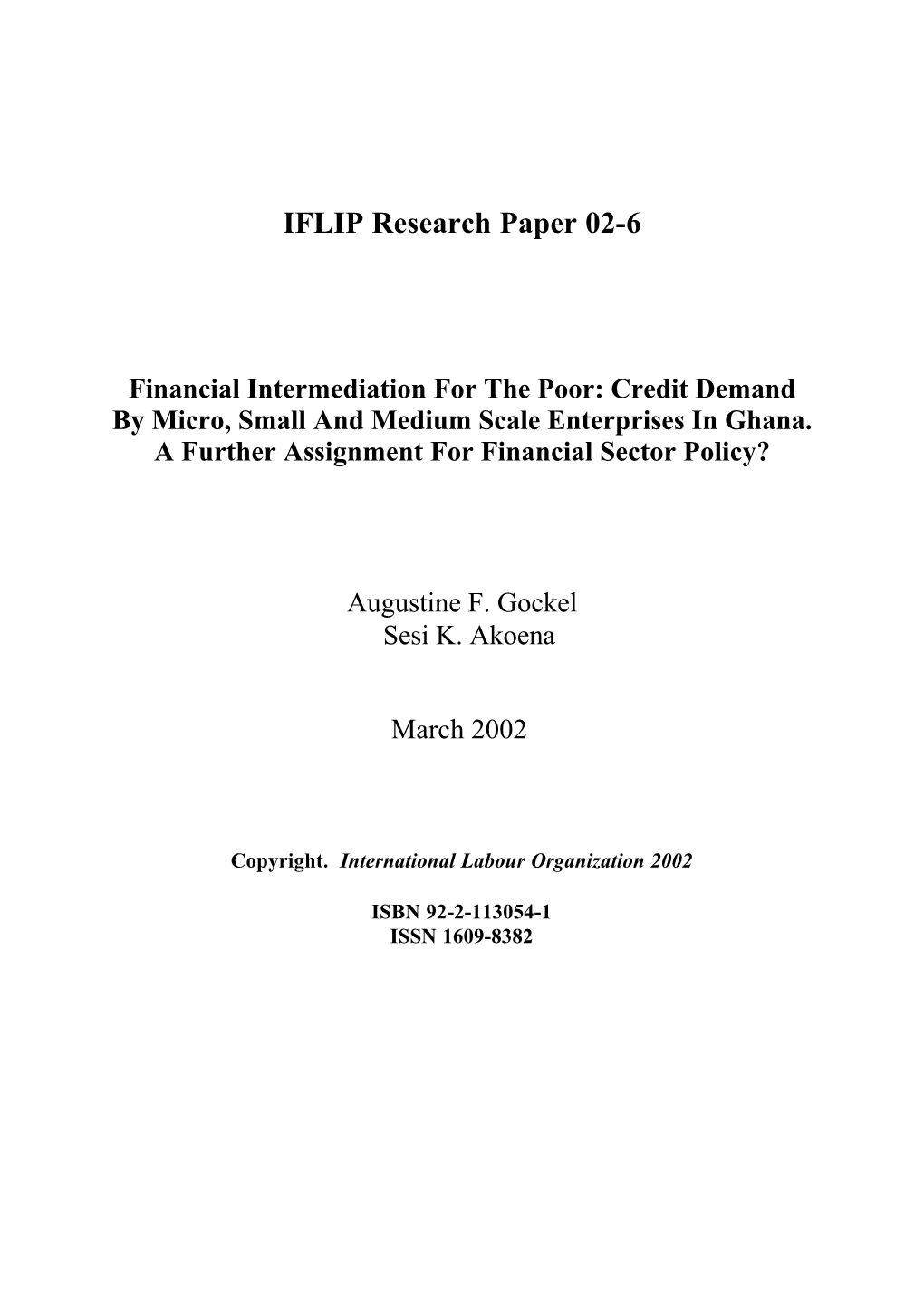 Credit Demand by Micro Small and Medium Scale Enterprises in Ghana