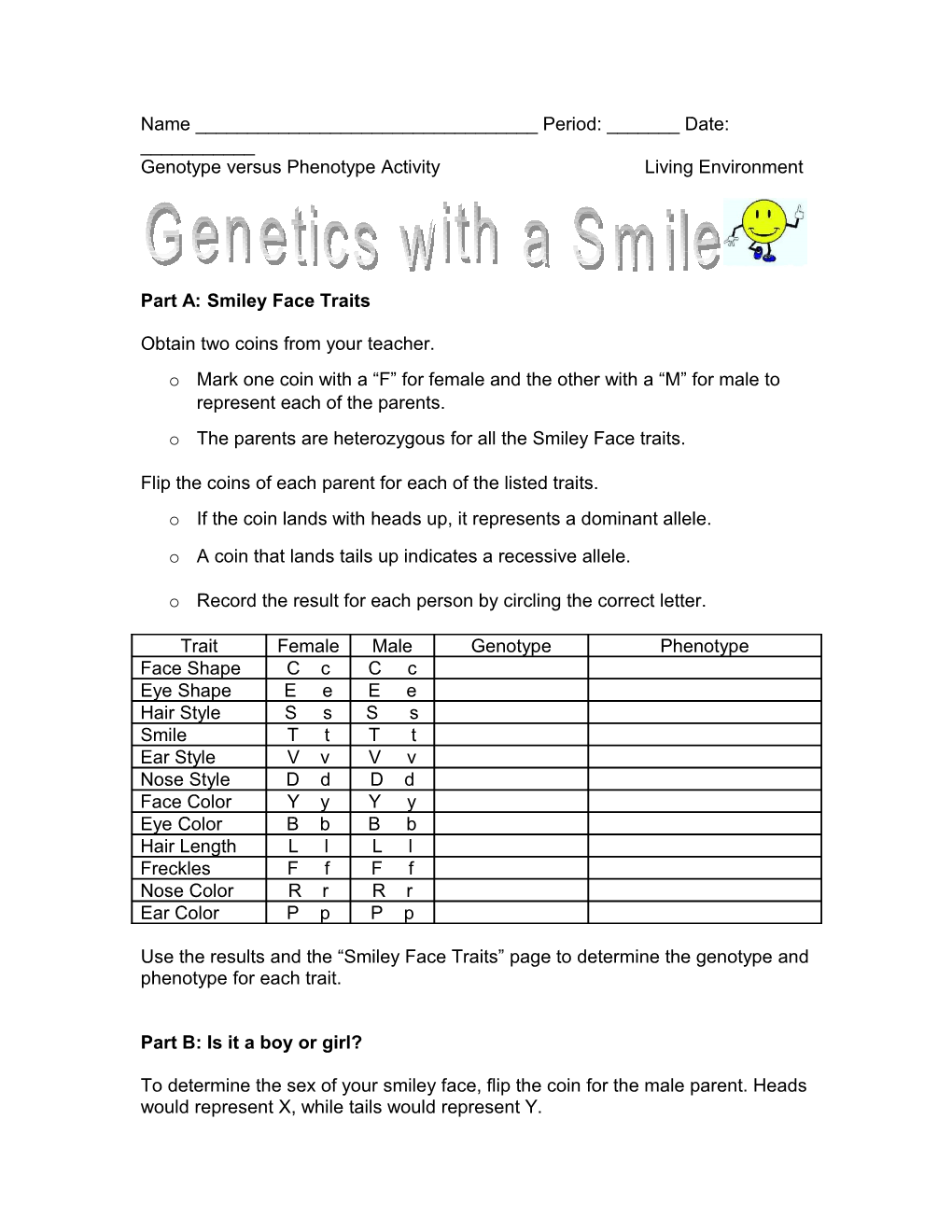 Genotype Versus Phenotype Activity Living Environment