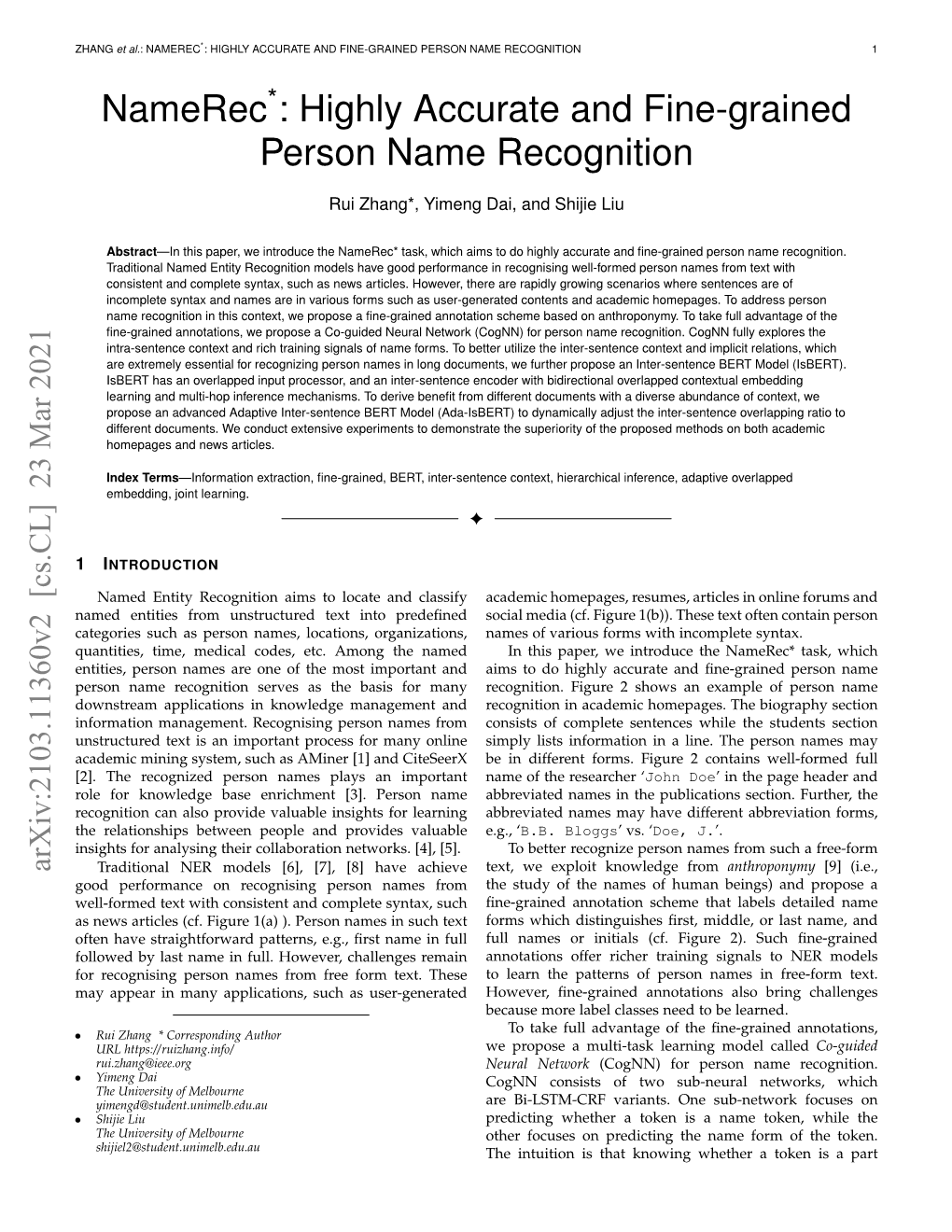 Namerec : Highly Accurate and Fine-Grained Person Name