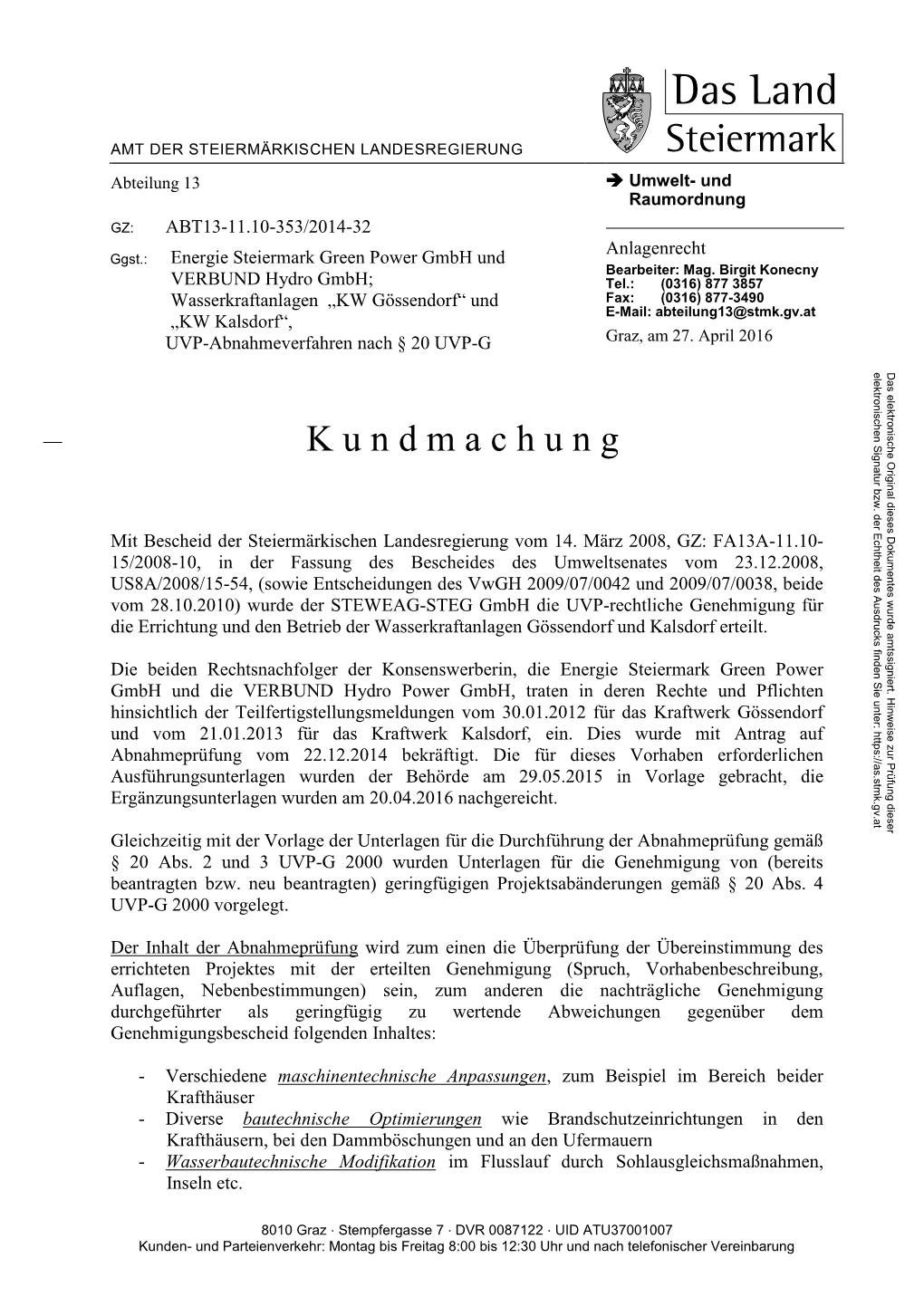 Energie Steiermark-KW-Gössendorf-Kalsdorf-Kundmachung Abnahme SIG.Pdf