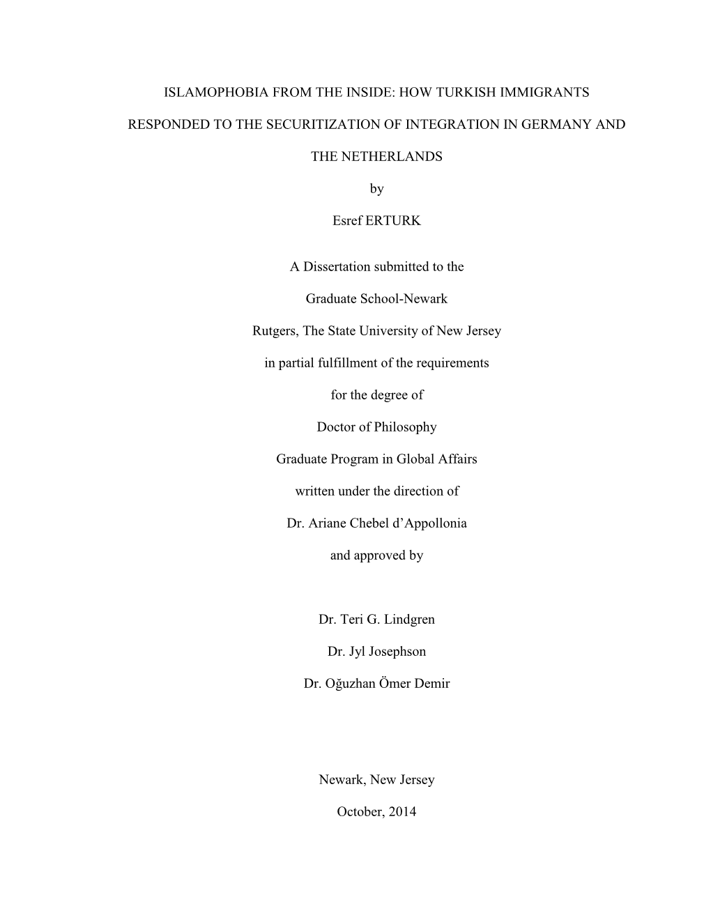 Islamophobia from the Inside: How Turkish Immigrants Responded to the Securitization of Integration in Germany and the Netherlan