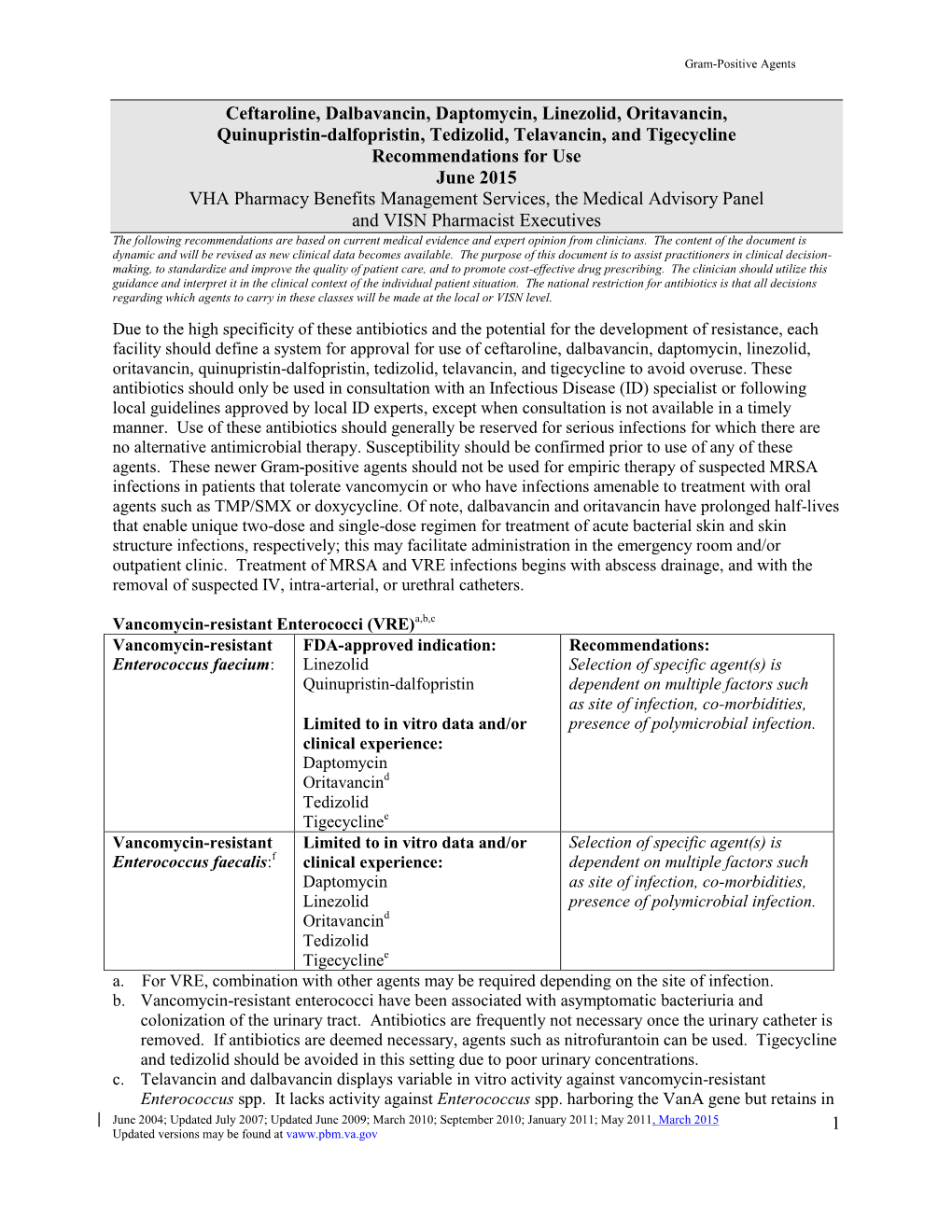 Gram-Positive Recs for Use for Newer MRSA Agents