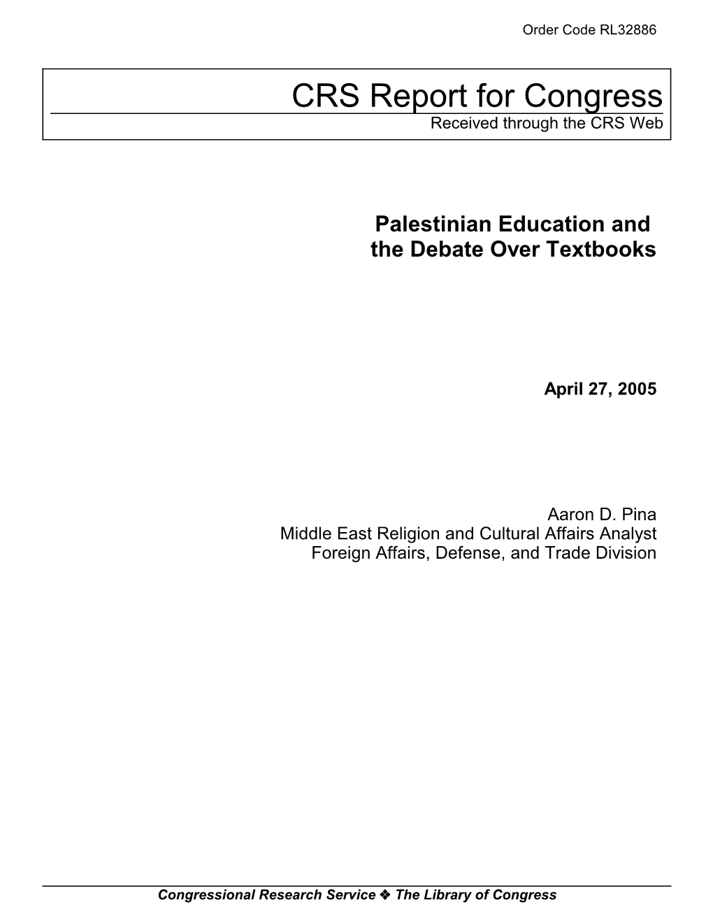 Palestinian Education and the Debate Over Textbooks
