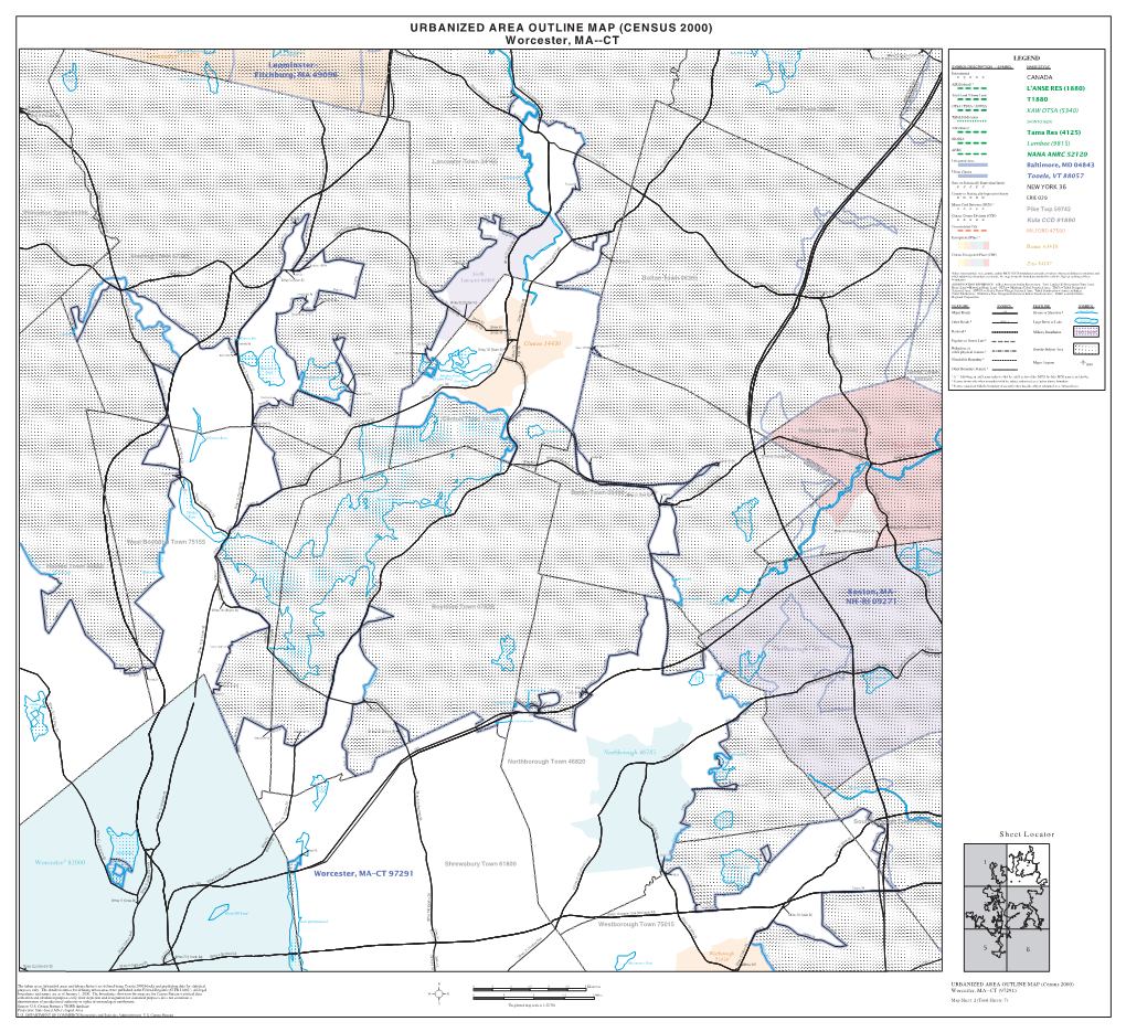 URBANIZED AREA OUTLINE MAP (CENSUS 2000) Worcester, MA--CT