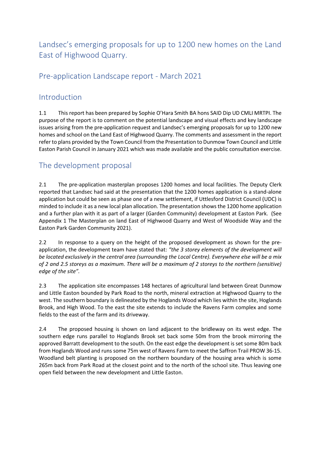 Landsec's Emerging Proposals for up to 1200 New Homes on the Land