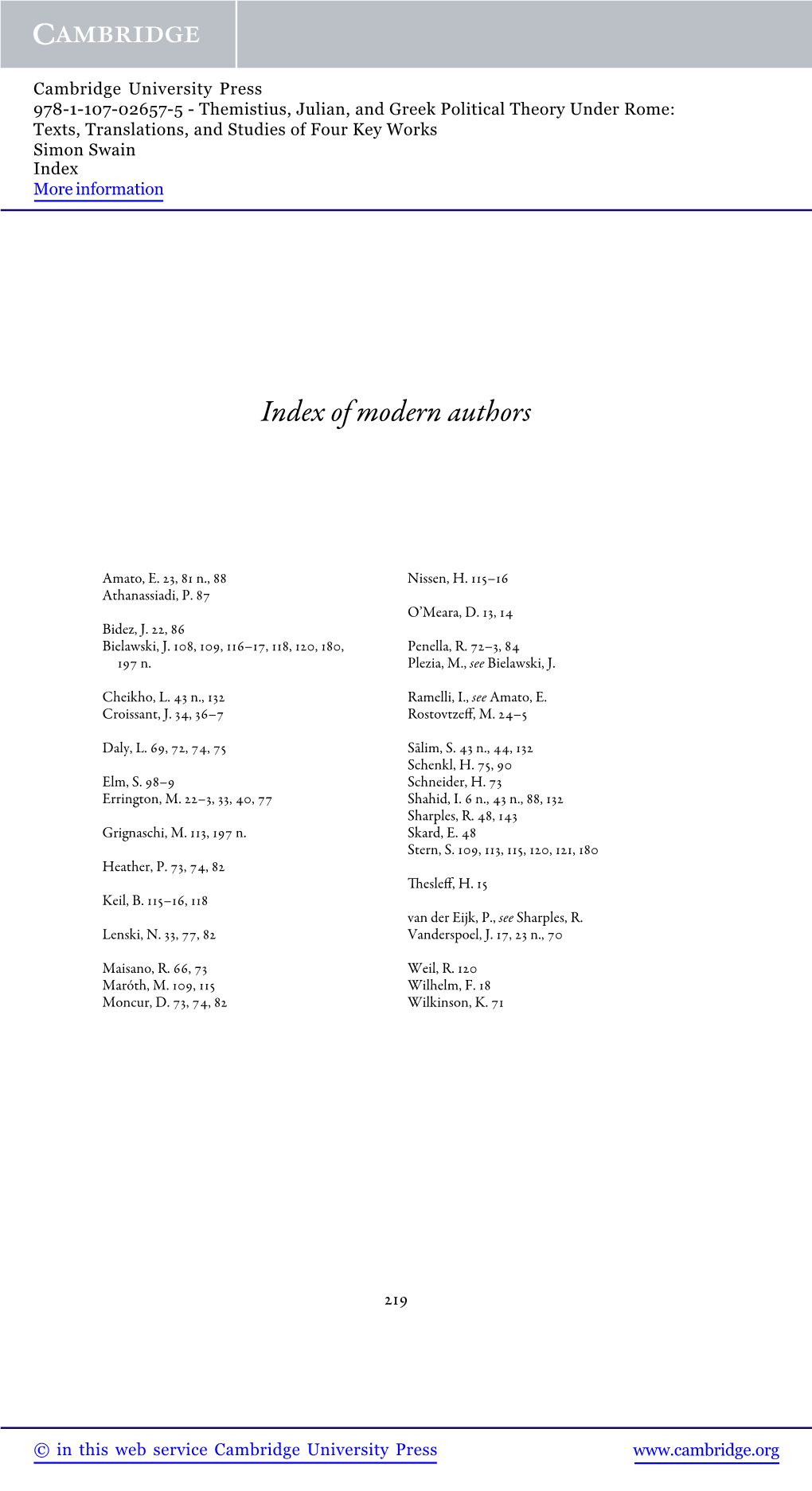 Index of Modern Authors