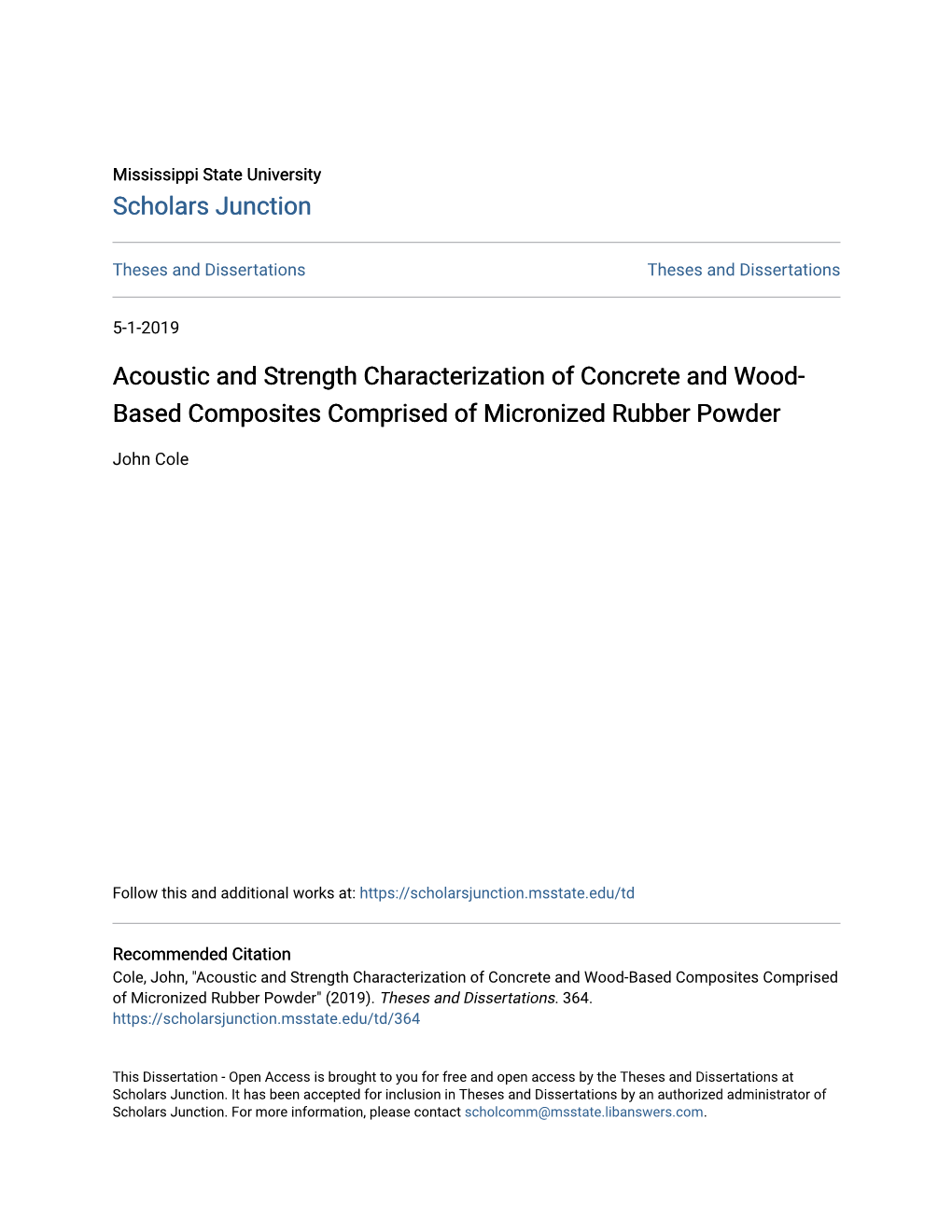 Acoustic and Strength Characterization of Concrete and Wood- Based Composites Comprised of Micronized Rubber Powder