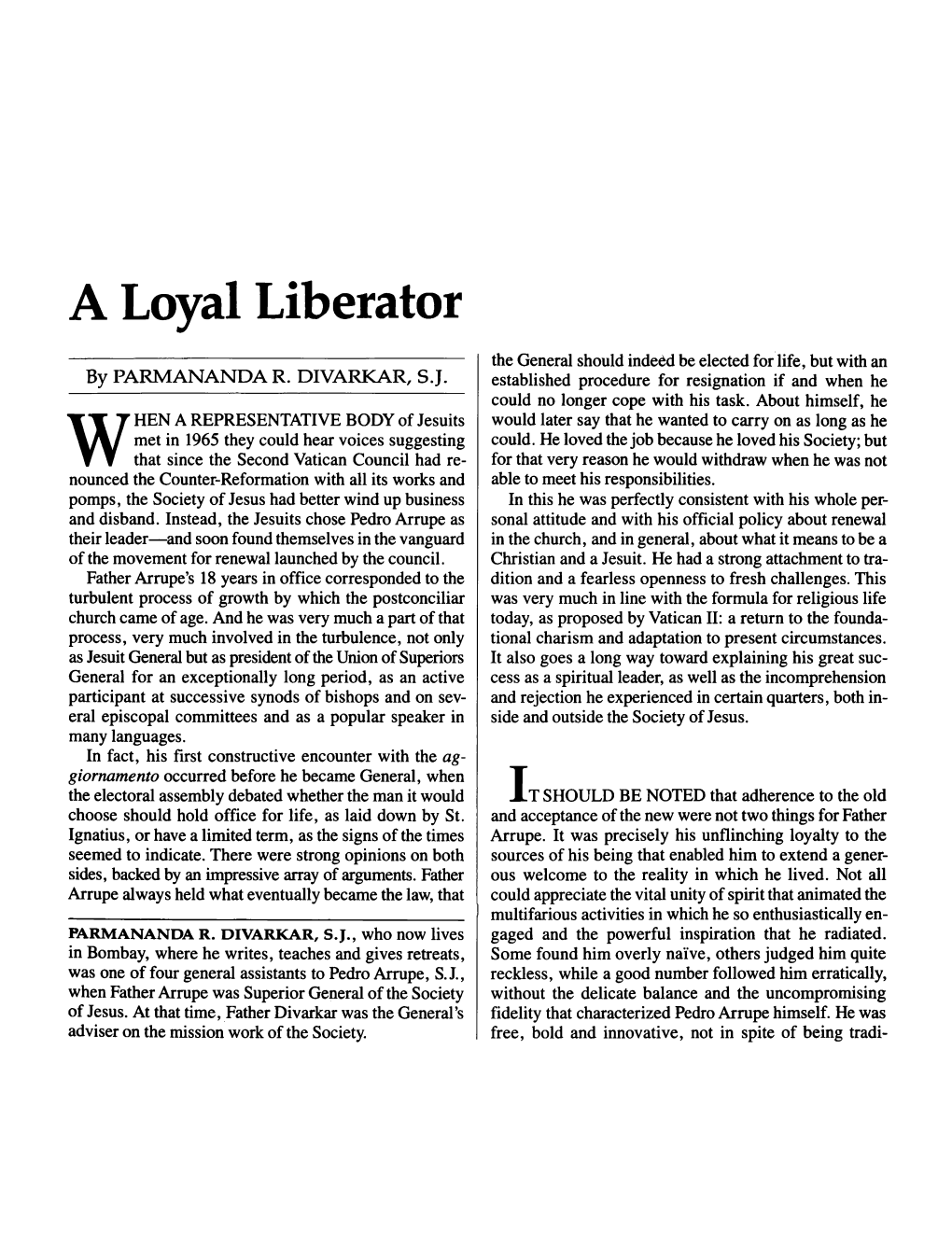 A Loyal Liberator