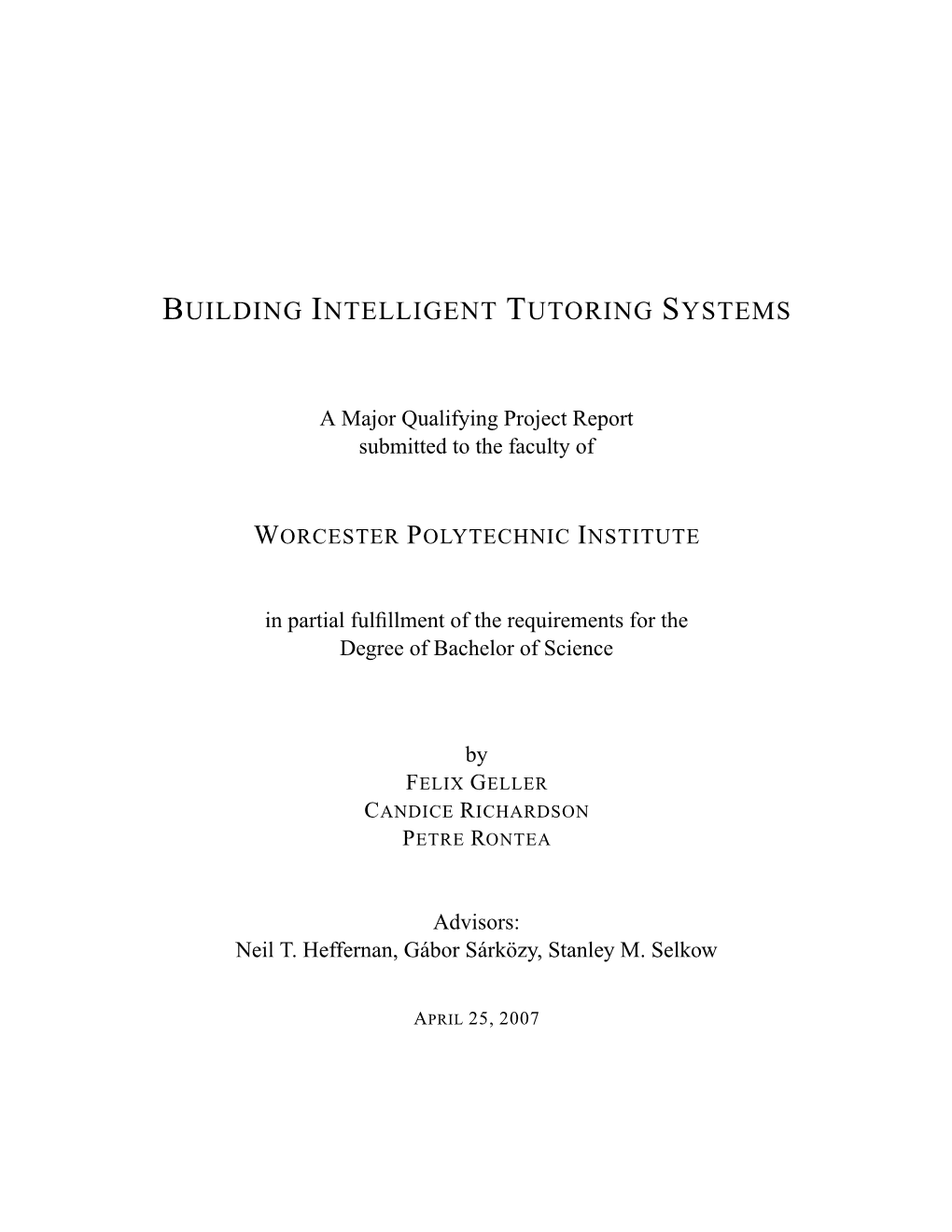 Building Intelligent Tutoring Systems