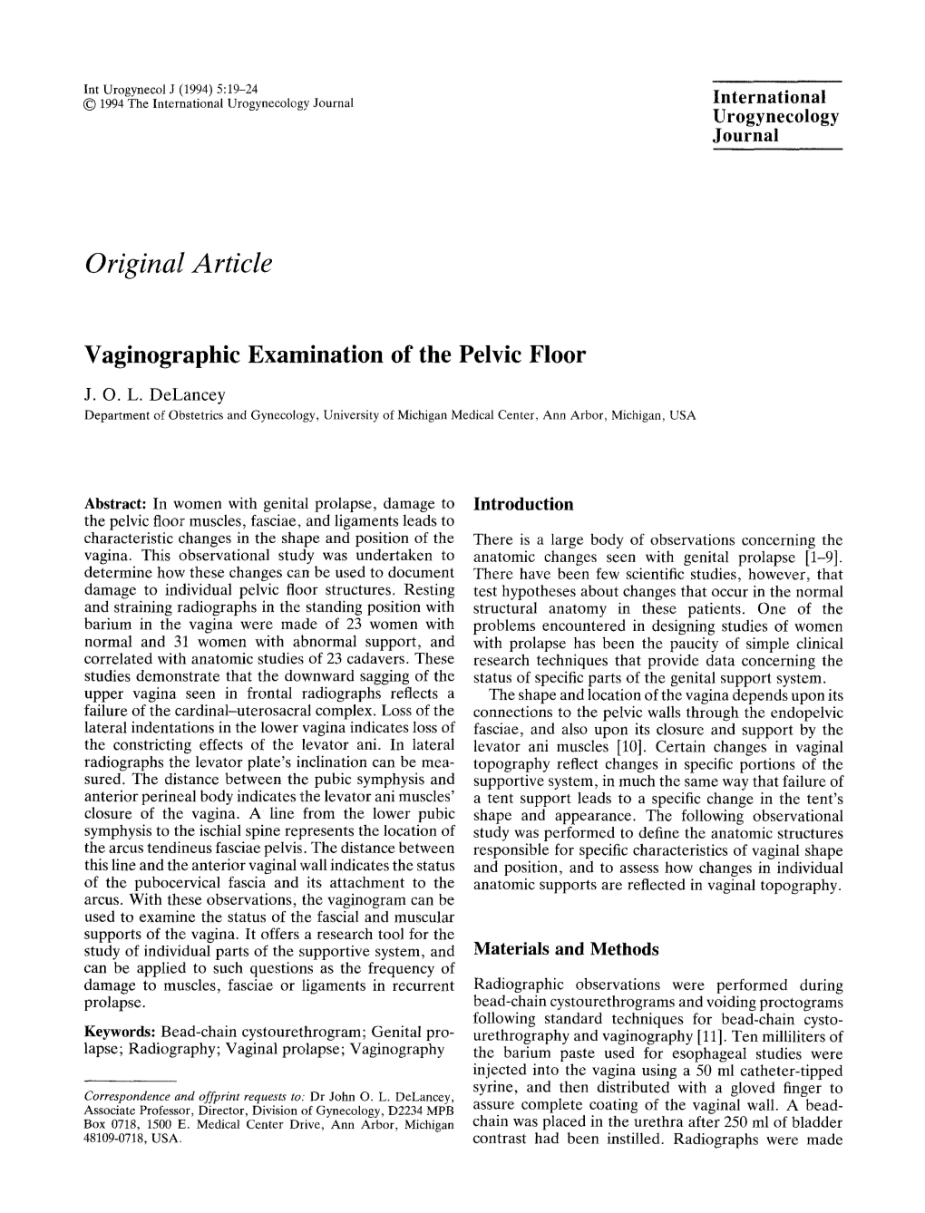 Vaginographic Examination of the Pelvic Floor