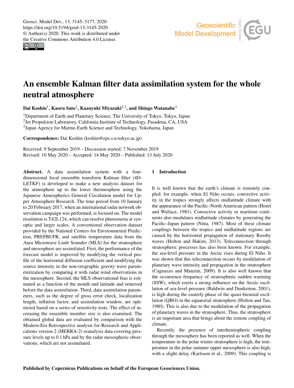 An Ensemble Kalman Filter Data Assimilation System for the Whole