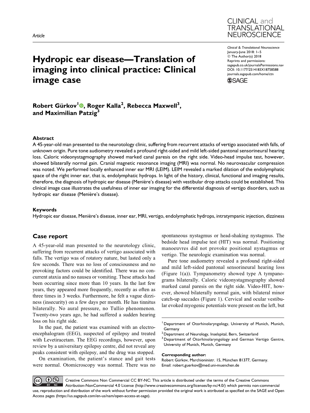 Hydropic Ear Disease—Translation of Imaging Into Clinical Practice